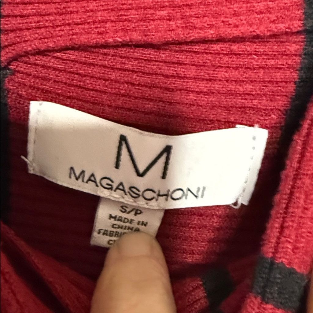 Magaschoni Magaschoni Mock neck Dolman striped red black sweater sz S Size S / US 4 / IT 40 - 4 Thumbnail