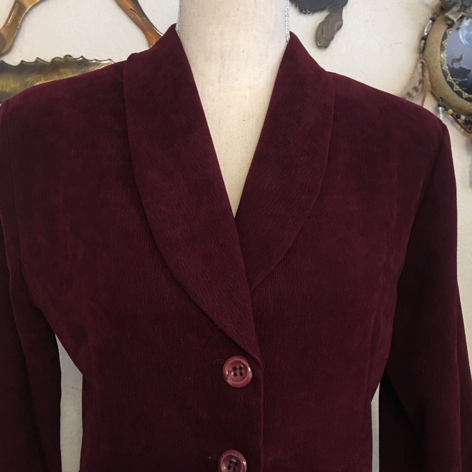 Vintage Vintage “I” Countess cranberry textured jacket Size L / US 10 / IT 46 - 2 Thumbnail