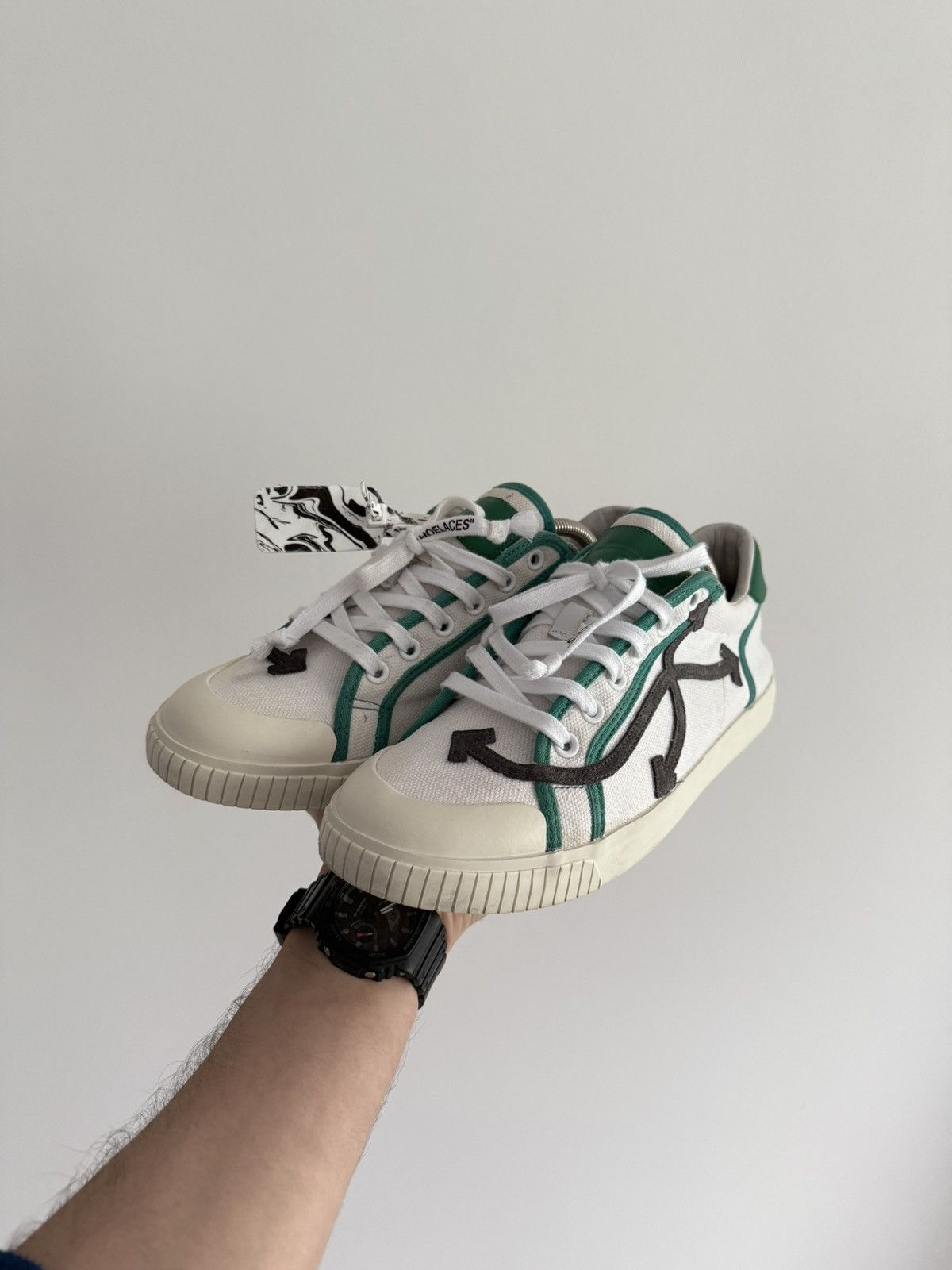 Off-White Off-White Low Vulcanized Canvas White Green Size US 10 / EU 43 - 4 Thumbnail