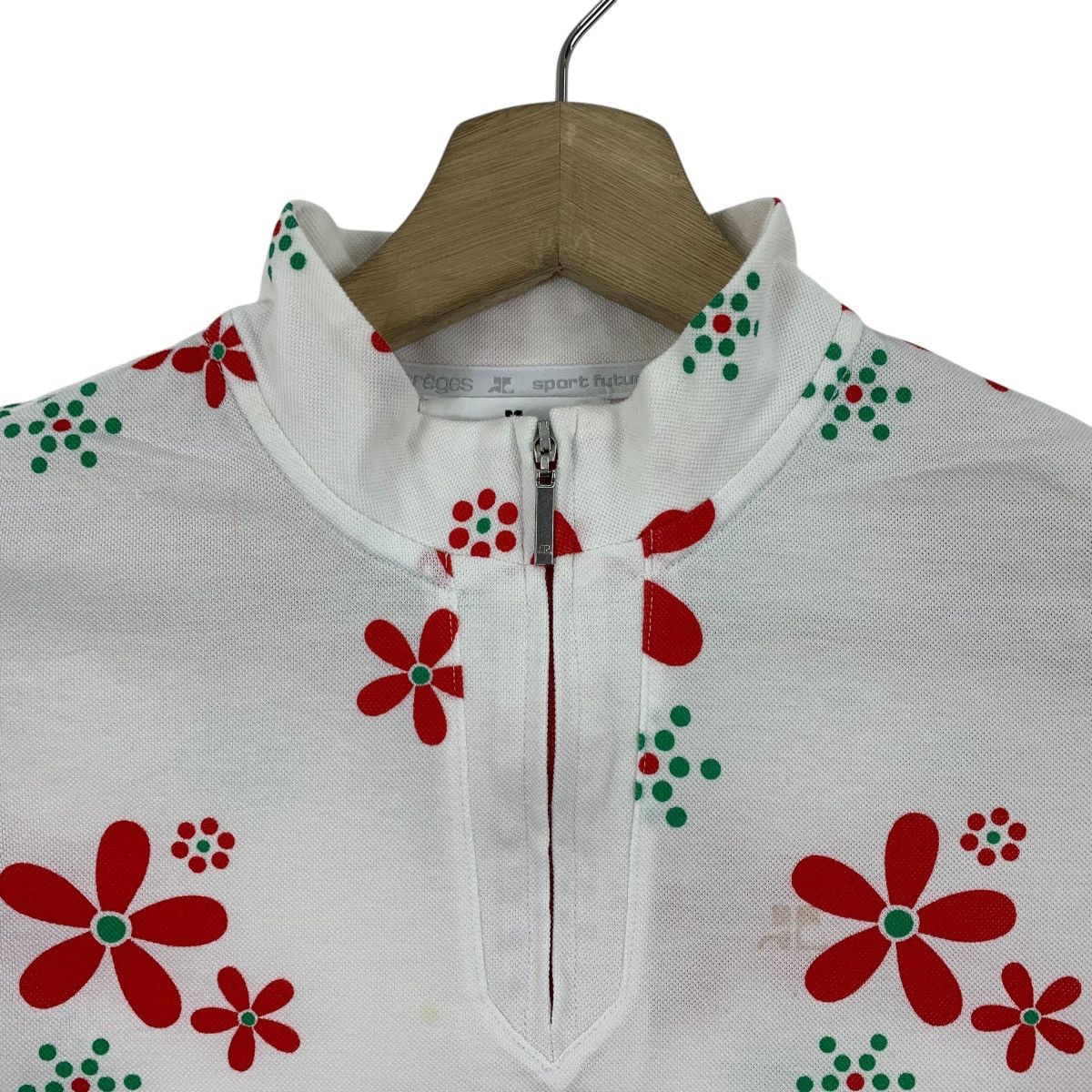 Courreges × Vintage Vintage COURREGES half zipper full print tee Size XS / US 0-2 / IT 36-38 - 5 Thumbnail