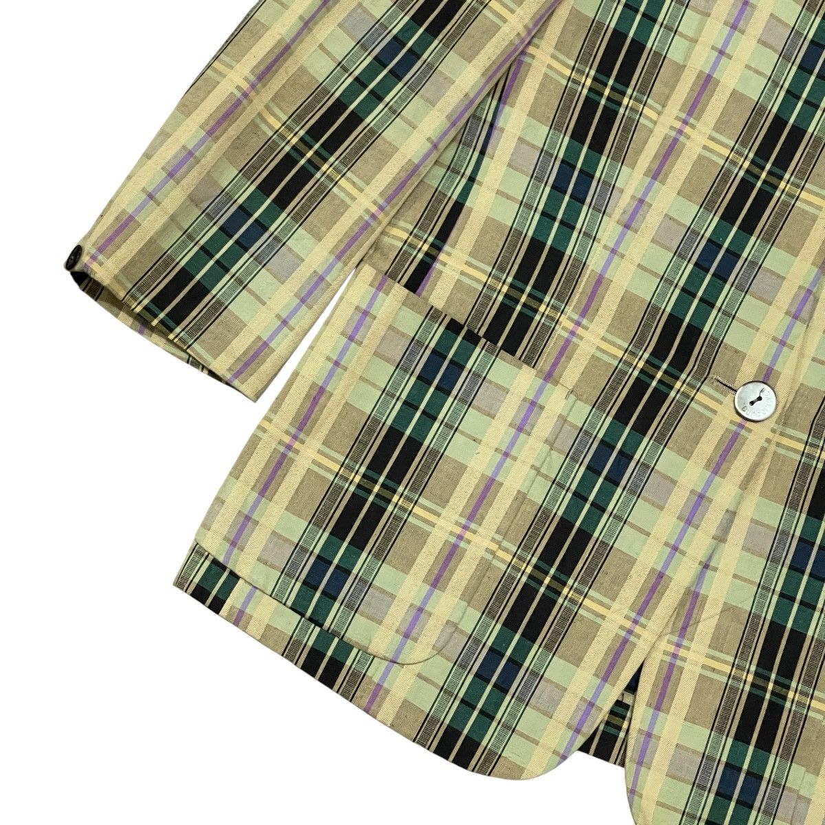 Burberry Vintage 90s Burberrys’ Japan Checkered Cotton Linen Blazer Size M / US 6-8 / IT 42-44 - 5 Thumbnail