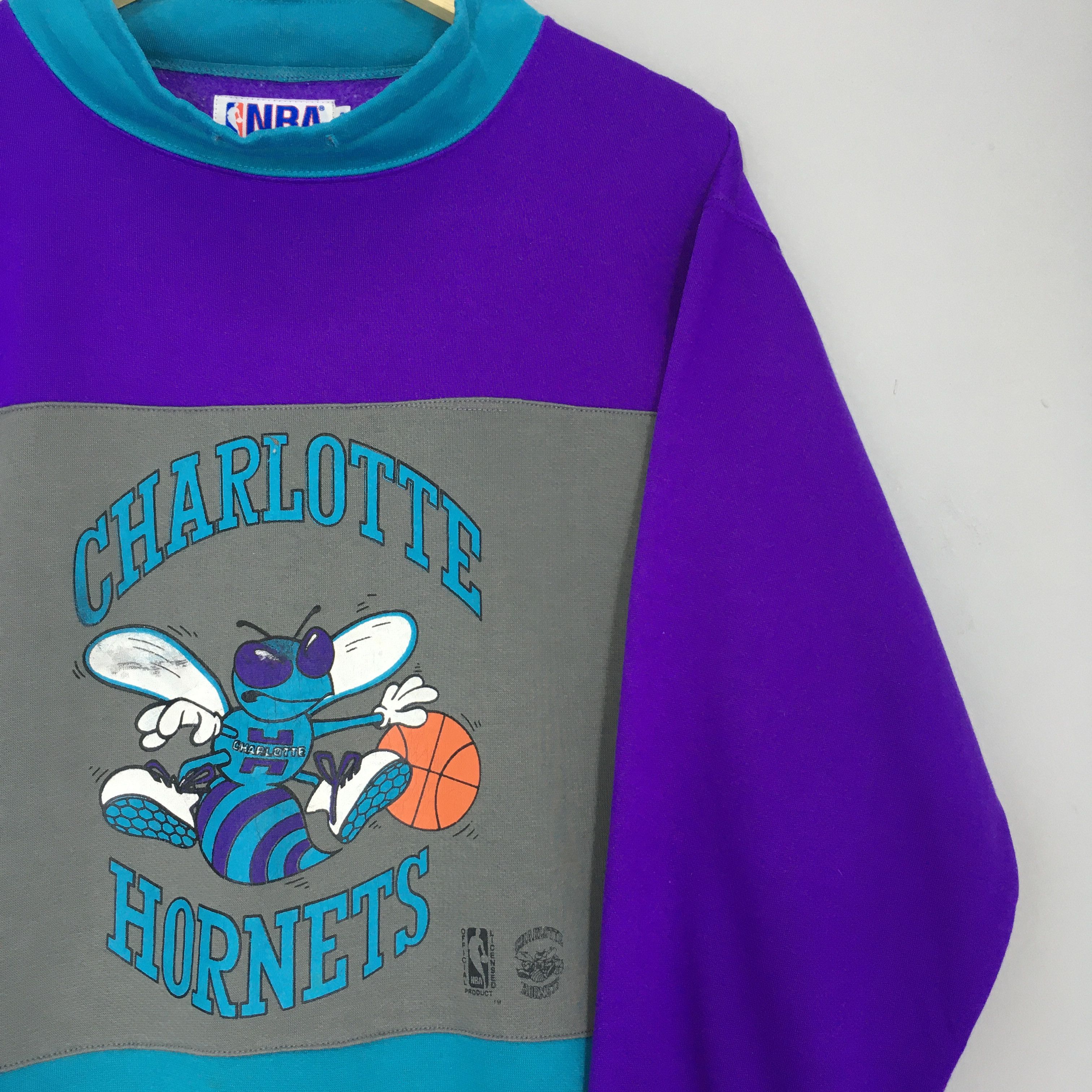 Logo Athletic × NBA × Vintage Vintage 90s Charlotte Hornets NBA Sweatshirt Medium Size US M / EU 48-50 / 2 - 2 Thumbnail