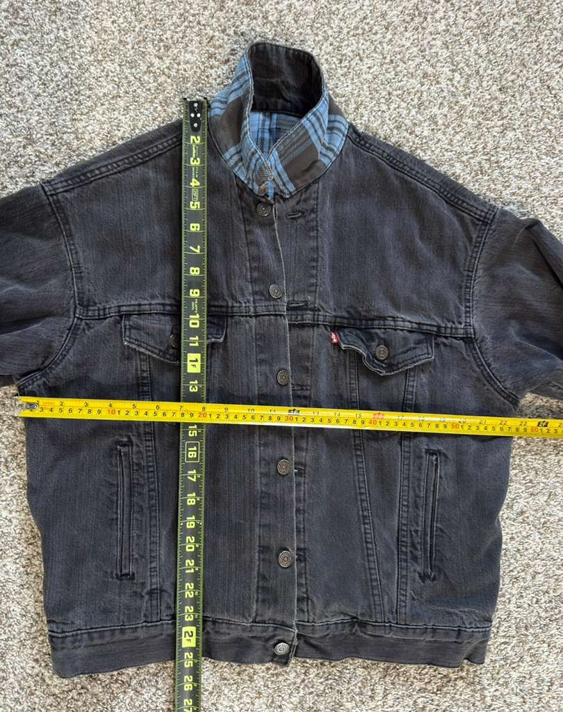 Levi's Vintage Levi's Black Denim Flannel Lining Trucker Jacket Size US M / EU 48-50 / 2 - 7 Thumbnail