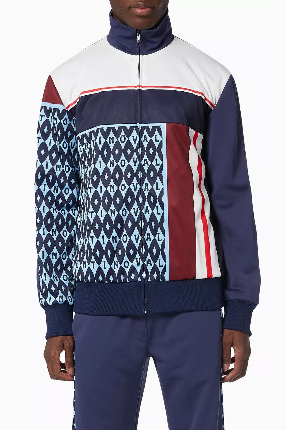 Valentino o1y0525 Logo Turtleneck Zip Jacket in Multicolor Size US L / EU 52-54 / 3 - 1 Thumbnail
