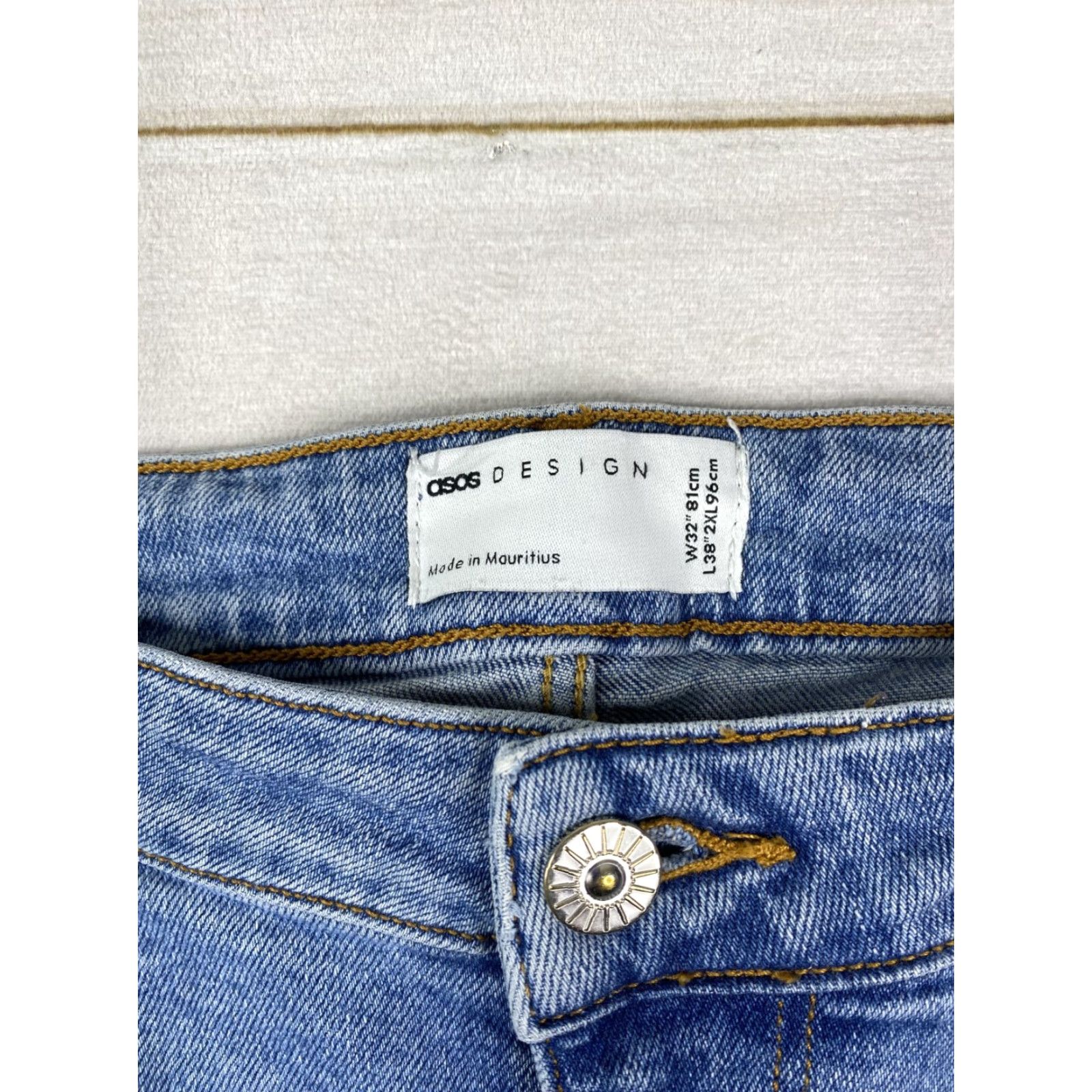 Asos ASOS Design Mens Jeans Size 32X38 Skinny Leg Stretch Denim Distressed Light Wash Size US 32 / EU 48 - 4 Thumbnail