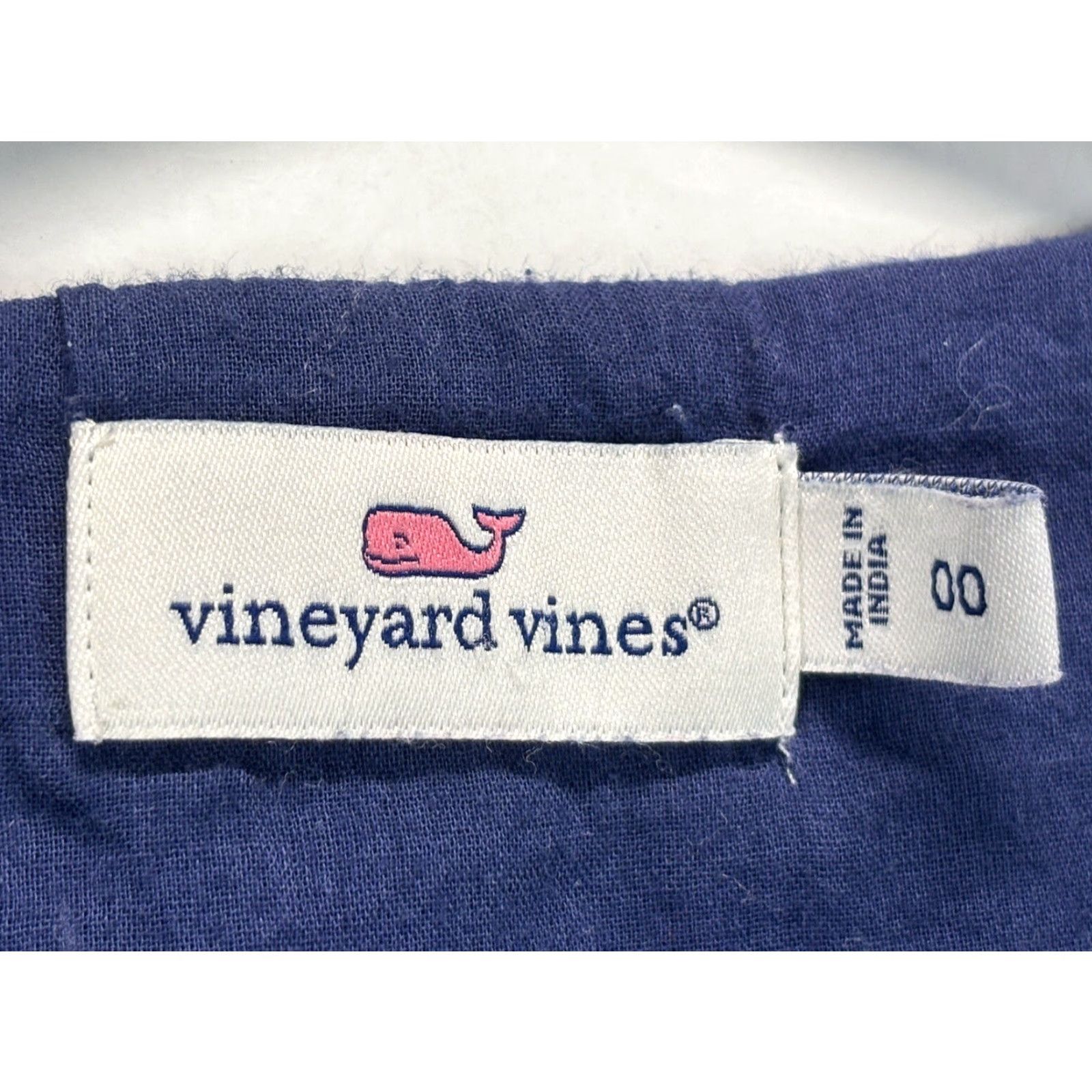Vineyard Vines Vineyard Vines Linen Blend Dress 00 Blue Embroidered Short Lace Up Neck Size 24" / US 00 / IT 34 - 4 Thumbnail