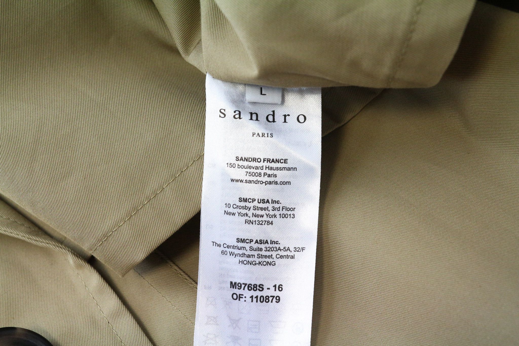 Sandro L Beige Cotton Buttoned Mid-Length Trench Coat 75653 Size US L / EU 52-54 / 3 - 5 Thumbnail