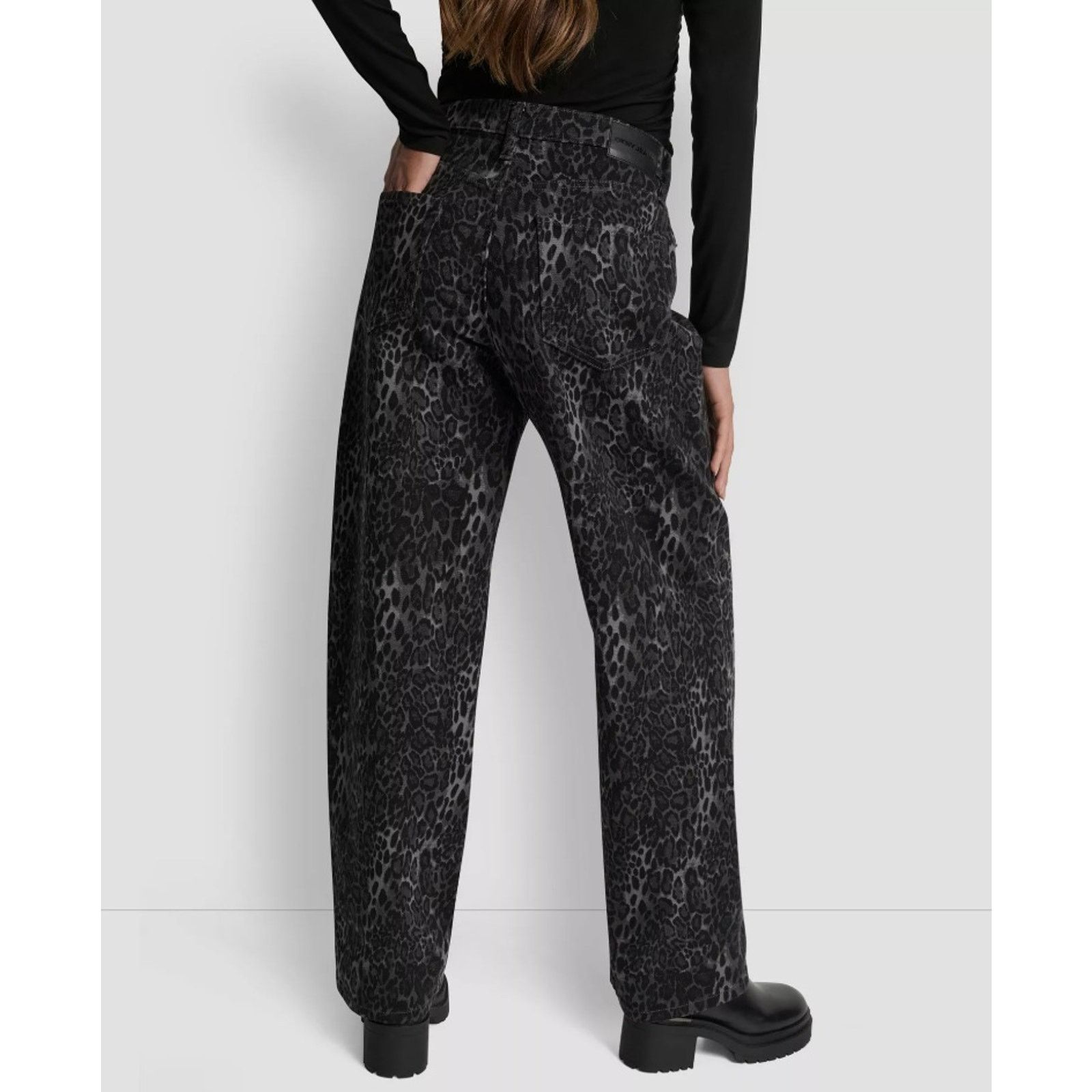 DKNY DKNY Women Black Leopard Print Relaxed Jeans Size 32 Size 32" / US 10 / IT 46 - 3 Thumbnail