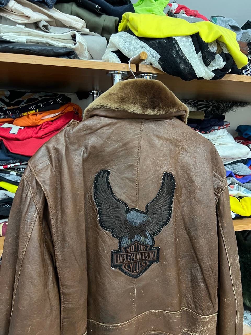 Harley Davidson × Vintage Harley Davidson Y2K Leather Distressed aviator jacket Size US L / EU 52-54 / 3 - 10 Thumbnail