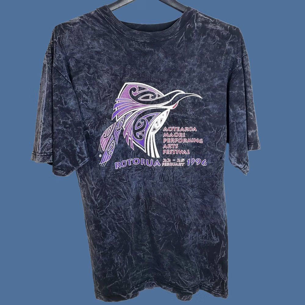 Vintage VINTAGE Maori Shirt Medium Rotorua 1996 Festival Adult Black Tie Dye Tee Men Size US M / EU 48-50 / 2 - 1 Thumbnail