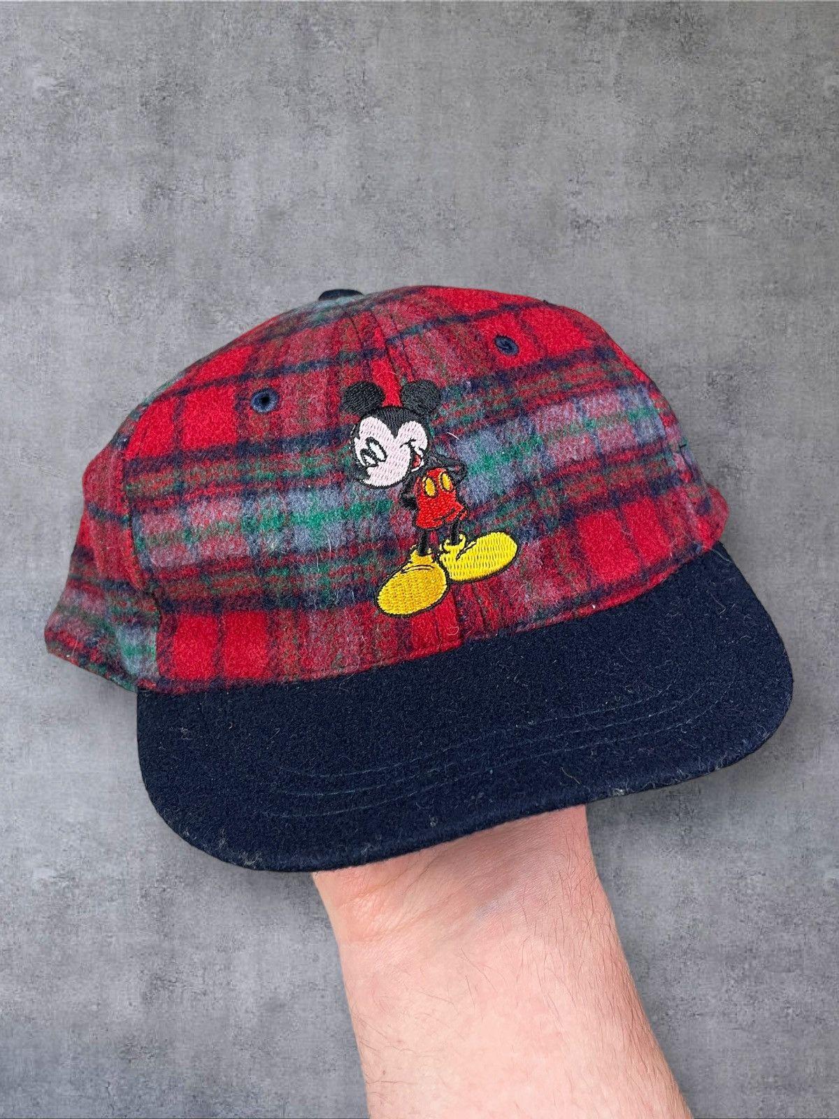 Disney Vintage 90s Mickey Mouse Wool Checkered Cap Size ONE SIZE - 3 Thumbnail