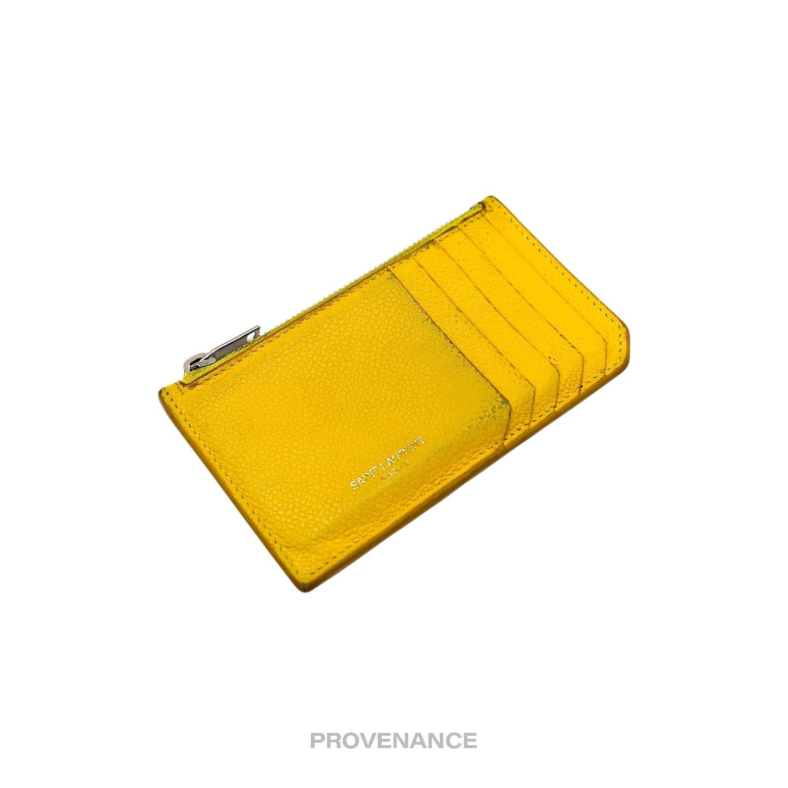 Saint Laurent Paris 🔴 Saint Laurent Paris SLP Fragment Zip Card Wallet - Yellow Size ONE SIZE - 4 Thumbnail