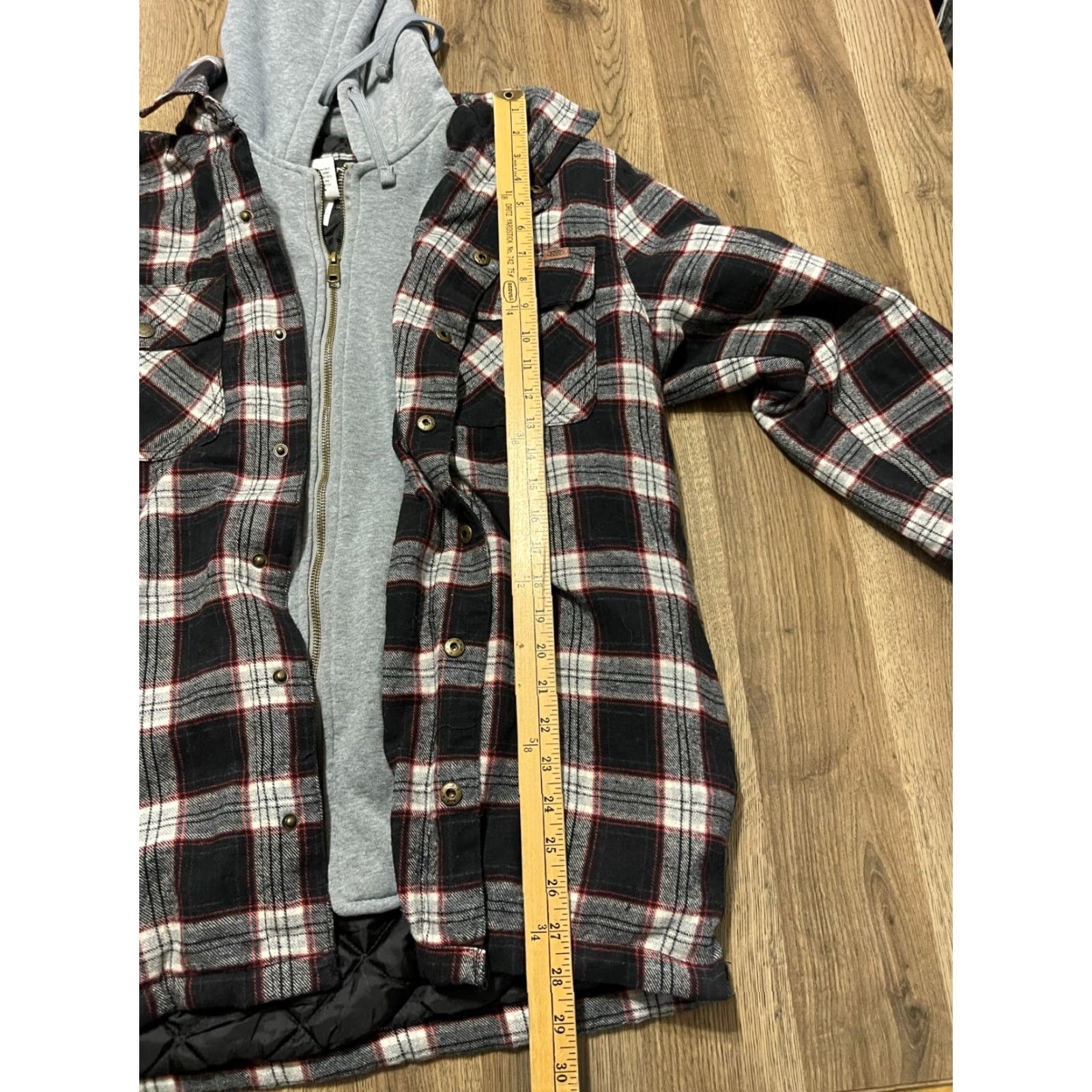 Vintage Rugged Wear Hoodie Mens Size M Plaid Full Zip Black White Gray Red Pattern Classic Size US M / EU 48-50 / 2 - 6 Thumbnail