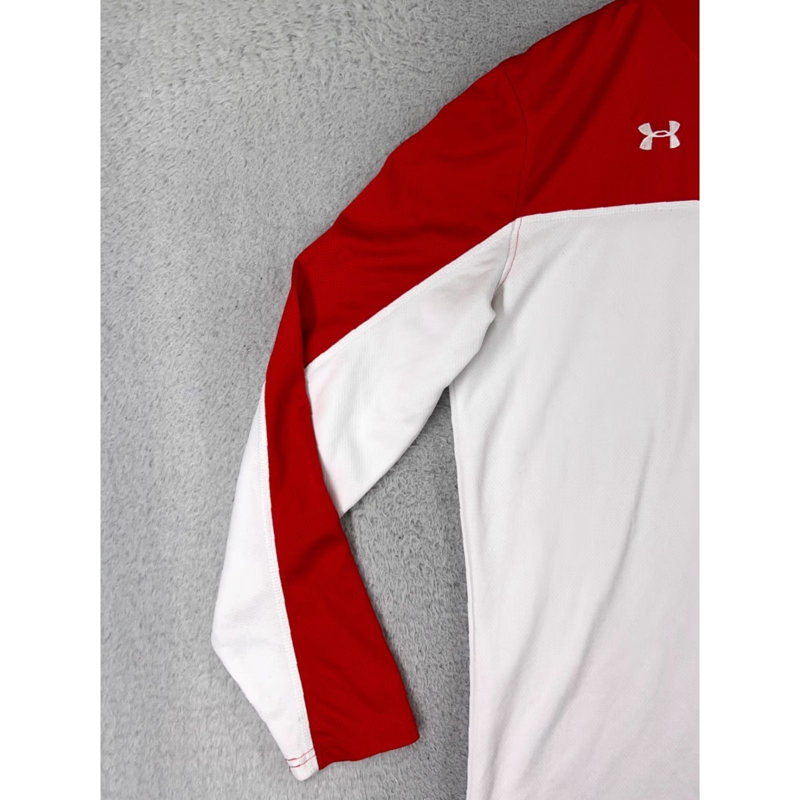 Under Armour Under Armour Shirt XL Red White Long Sleeve 1/4 Zip Logo Athletic Sports Mens Size US XL / EU 56 / 4 - 3 Thumbnail