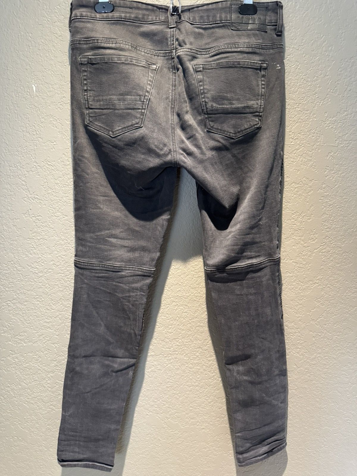 Pacsun Faded Black Stretchy Pacsun Ribbed Biker Denim Skinny Jeans Size US 30 / EU 46 - 2 Thumbnail