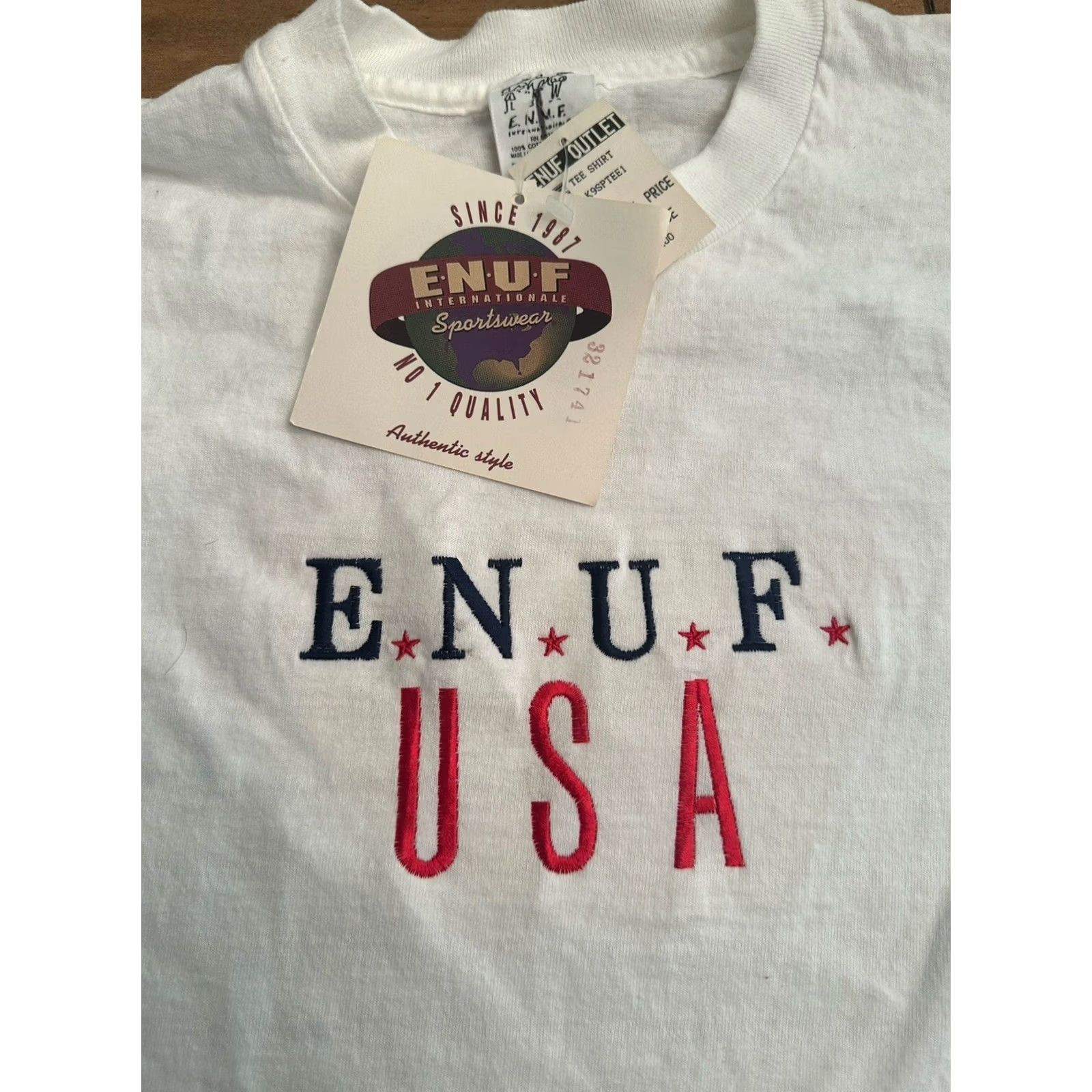 Vintage VINTAGE 90s ENUF International Embroidered Single Stitch T-Shirt Womens Large NWT Size L / US 10 / IT 46 - 2 Thumbnail