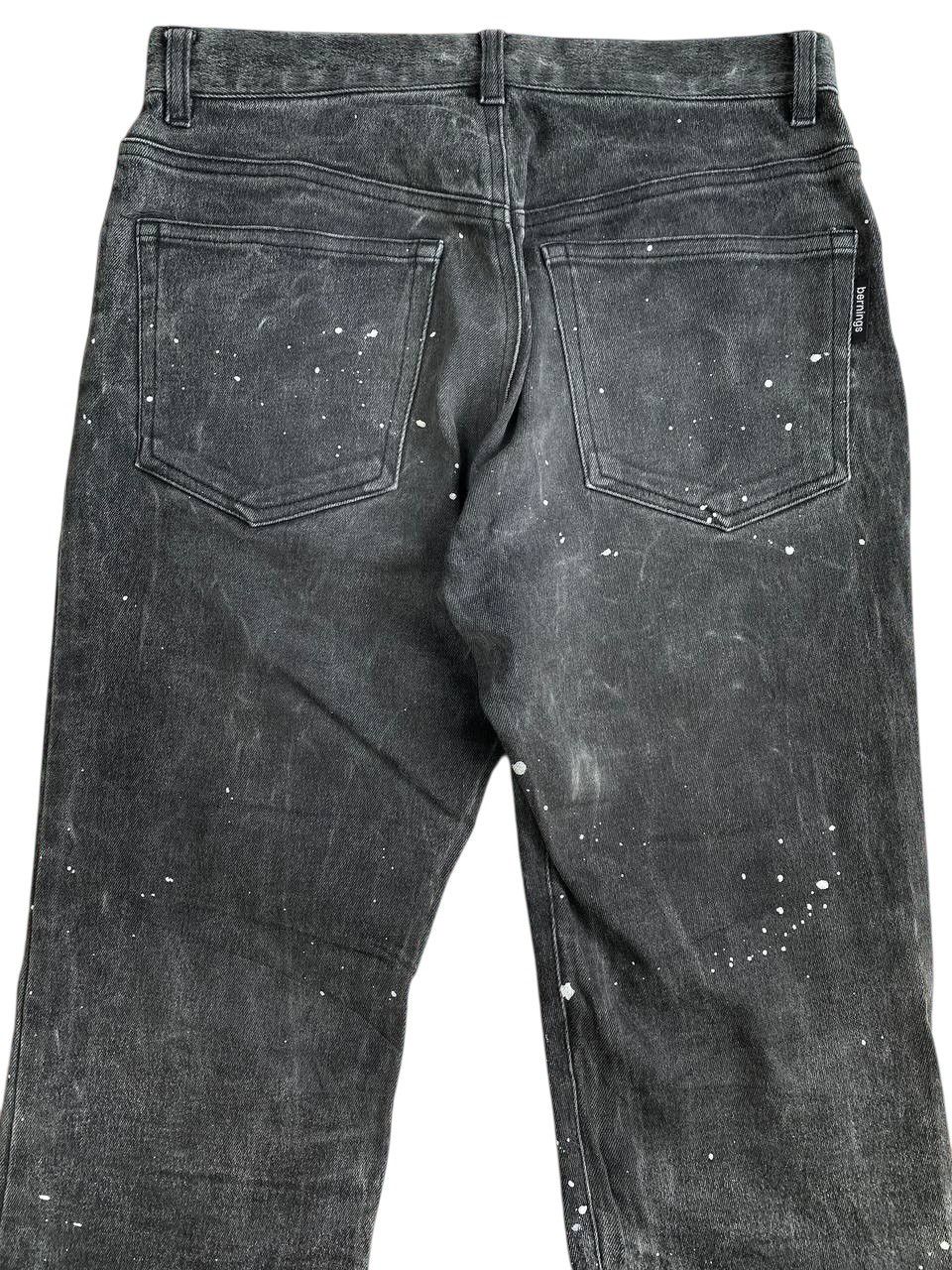 Japanese Brand Y2K 2000’s Berning Sho Paint Splatter Poem Black Denim Size US 29 - 10 Thumbnail