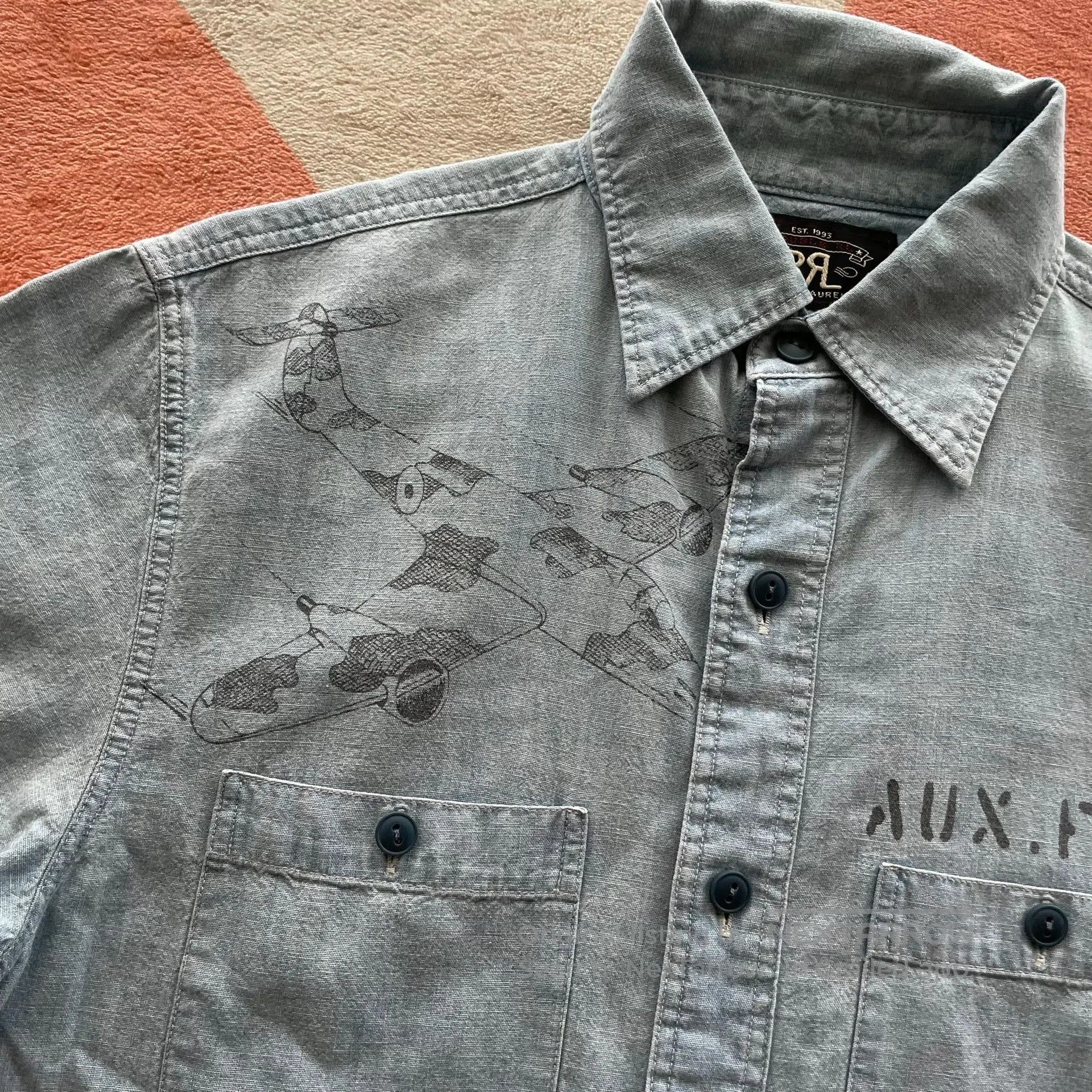 RRL Ralph Lauren RRL Military Fighter Jet Print Short Sleeve. Size US XS / EU 42 / 0 - 1 Thumbnail
