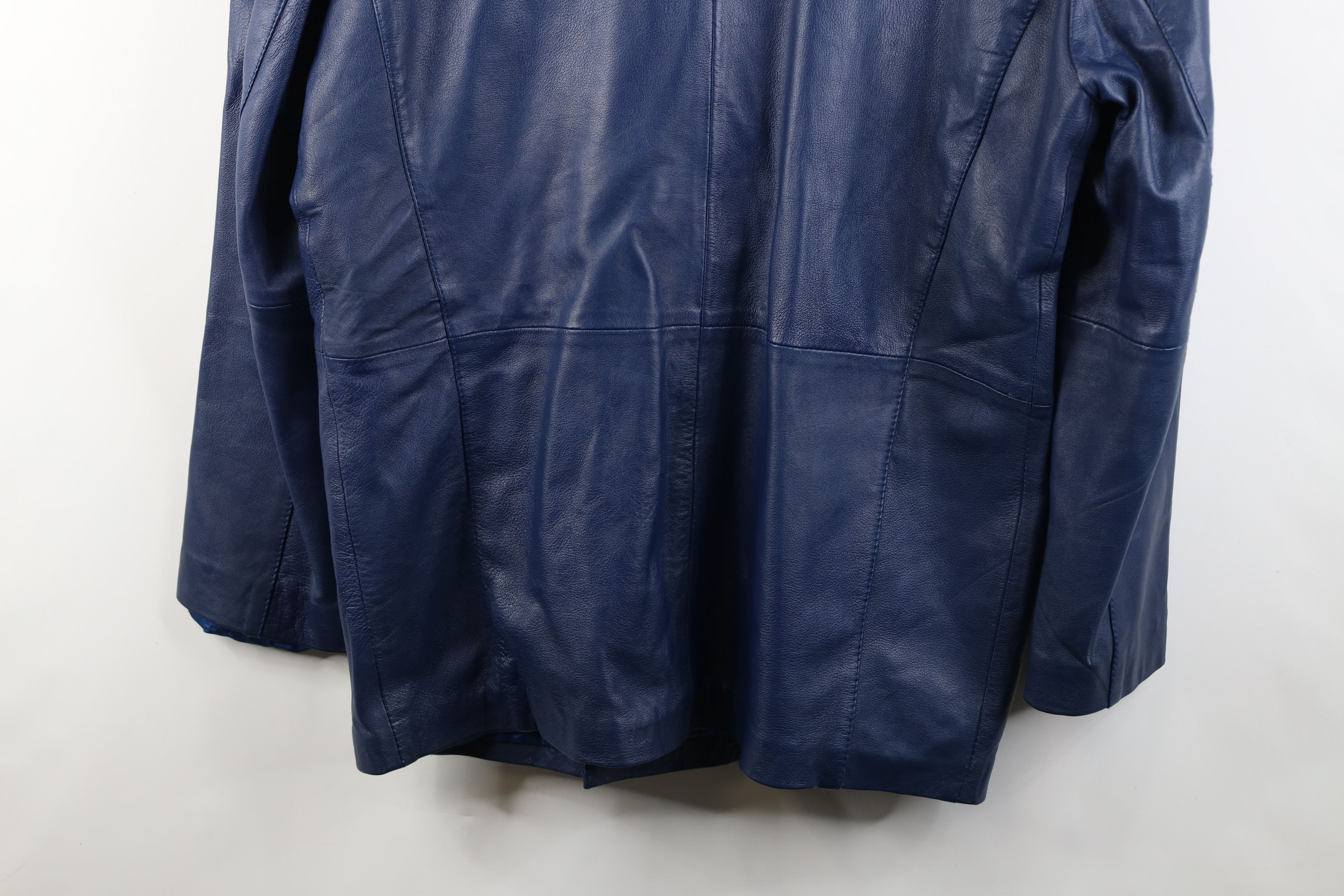 Vintage Vintage 90s Streetwear Leather Suit Coat Blazer Jacket Blue Size US M / EU 48-50 / 2 - 14 Thumbnail