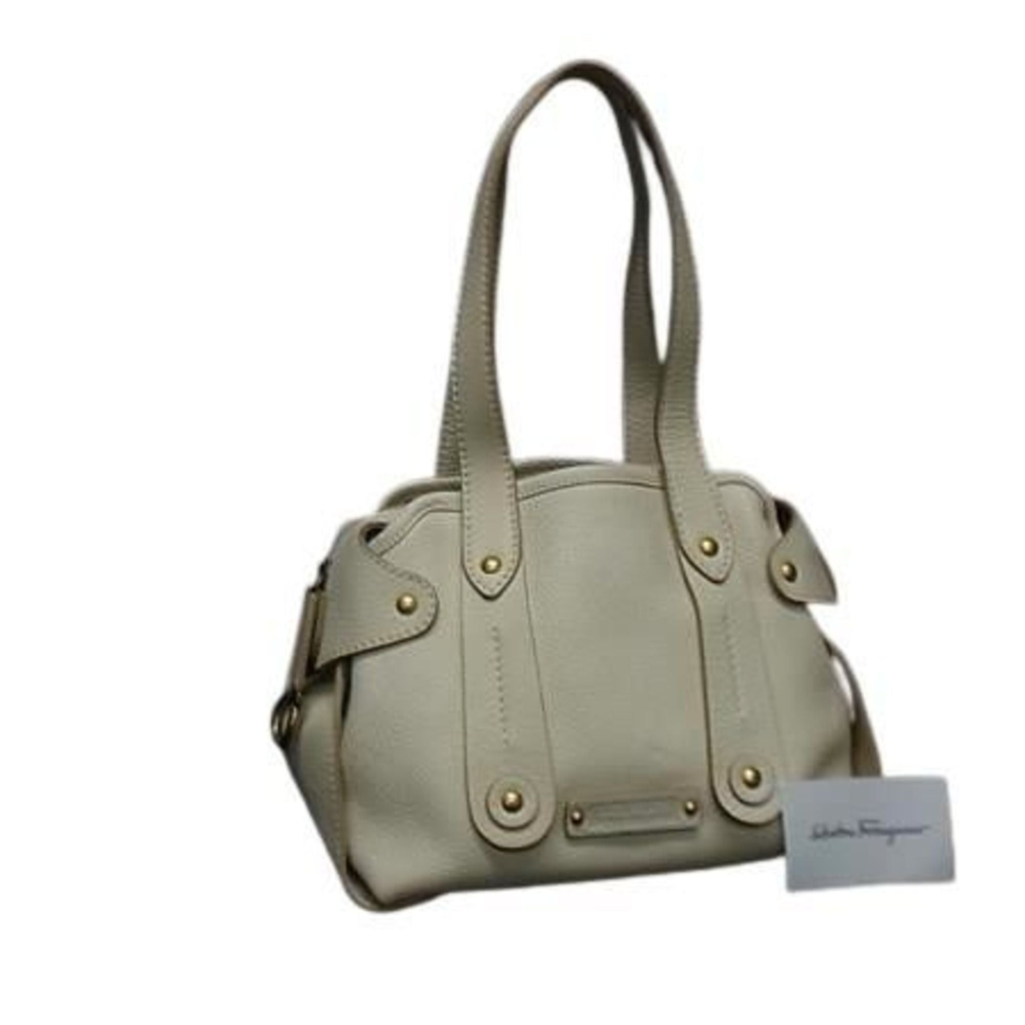 Salvatore Ferragamo Salvatore Ferragamo Tote Bag AU21 6819 Ivory Leather Women's Size ONE SIZE - 1 Thumbnail