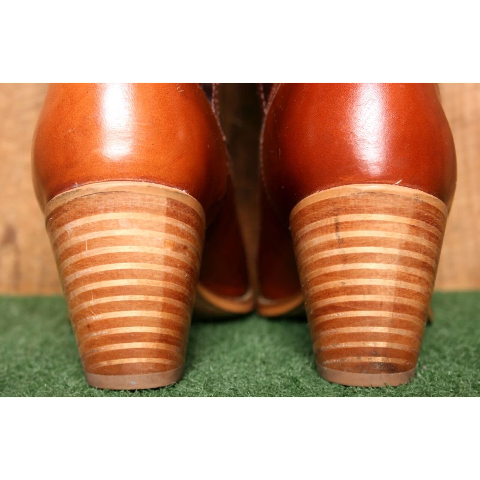 Vintage VINTAGE Acme Cognac Leather Synthetic Shaft Cowgirl Boots 3.25" Wood Heels 10M Brown Western Women Shoe/Boots Mens Size US 10 / IT 40 - 7 Thumbnail