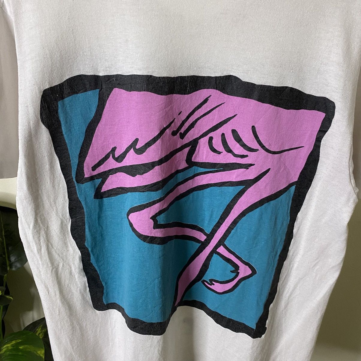 Vintage 1990s Flamingo Artwork Mirror Print T Shirt Size US M / EU 48-50 / 2 - 7 Thumbnail