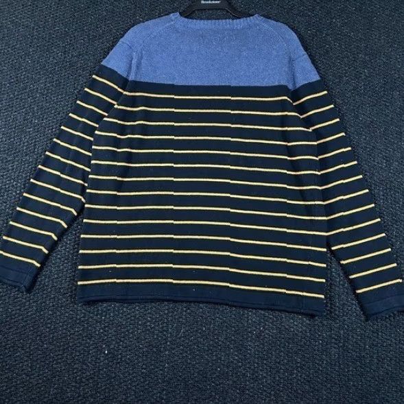 Springfield Springfield Mens XL Striped Crewneck Sweater Navy Blue Cotton Knit Pullover Size US XL / EU 56 / 4 - 3 Thumbnail