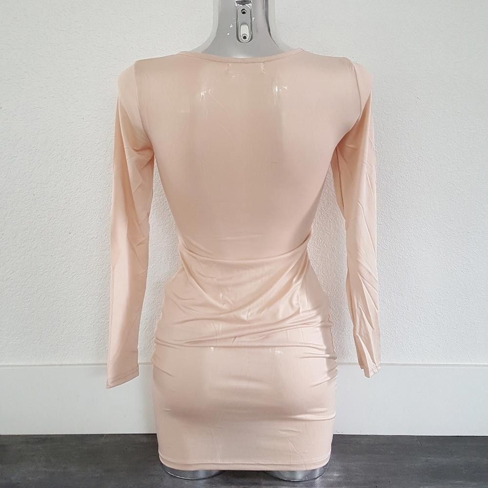 Designer Nude Laced Up Front Long Sleeve Mini Size S / US 4 / IT 40 - 2 Thumbnail