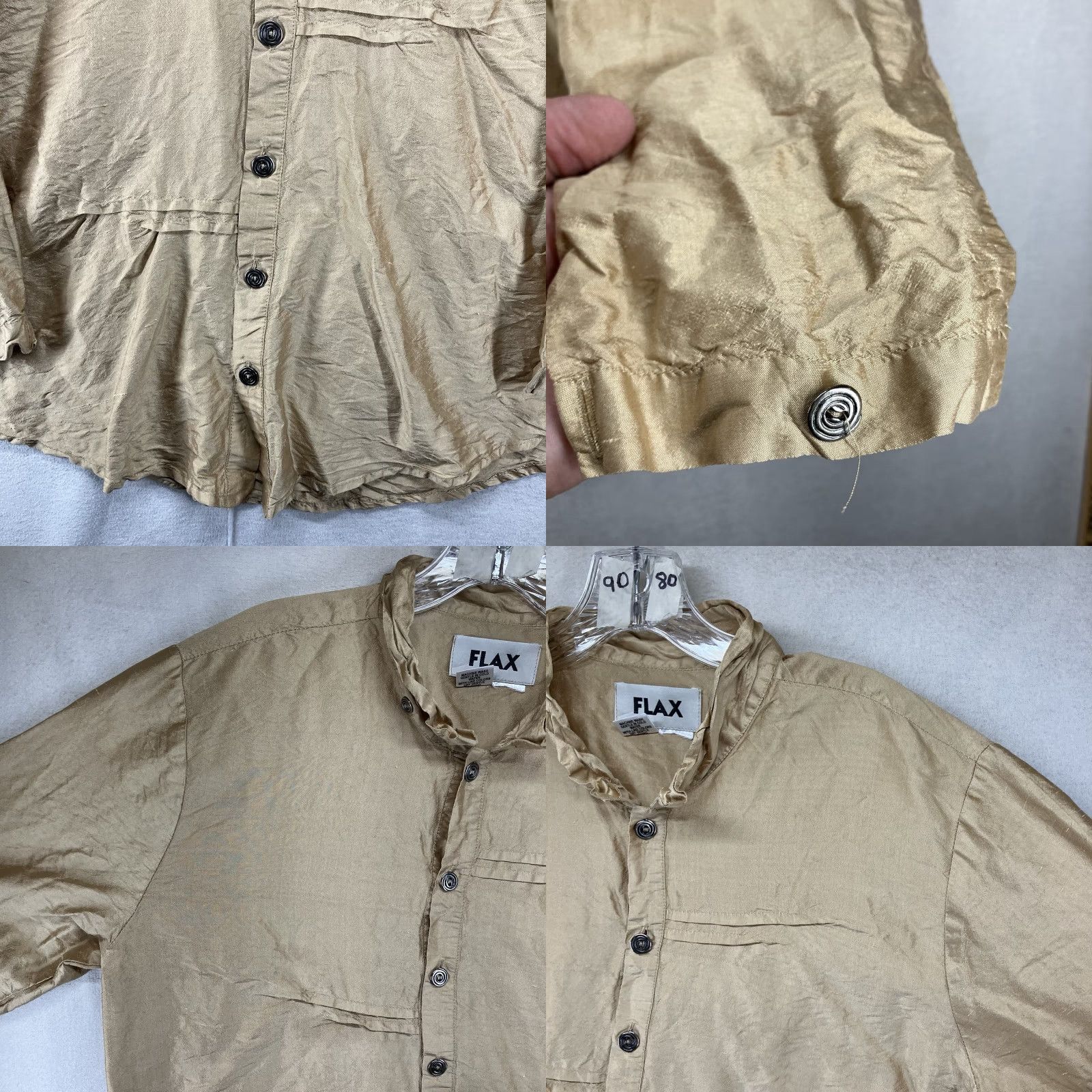 FLAX VINTAGE FLAX Blouse Long Sleeve Casual Women's Size S Gold Silk Lagenlook 90s Bohemian Size S / US 4 / IT 40 - 8 Thumbnail