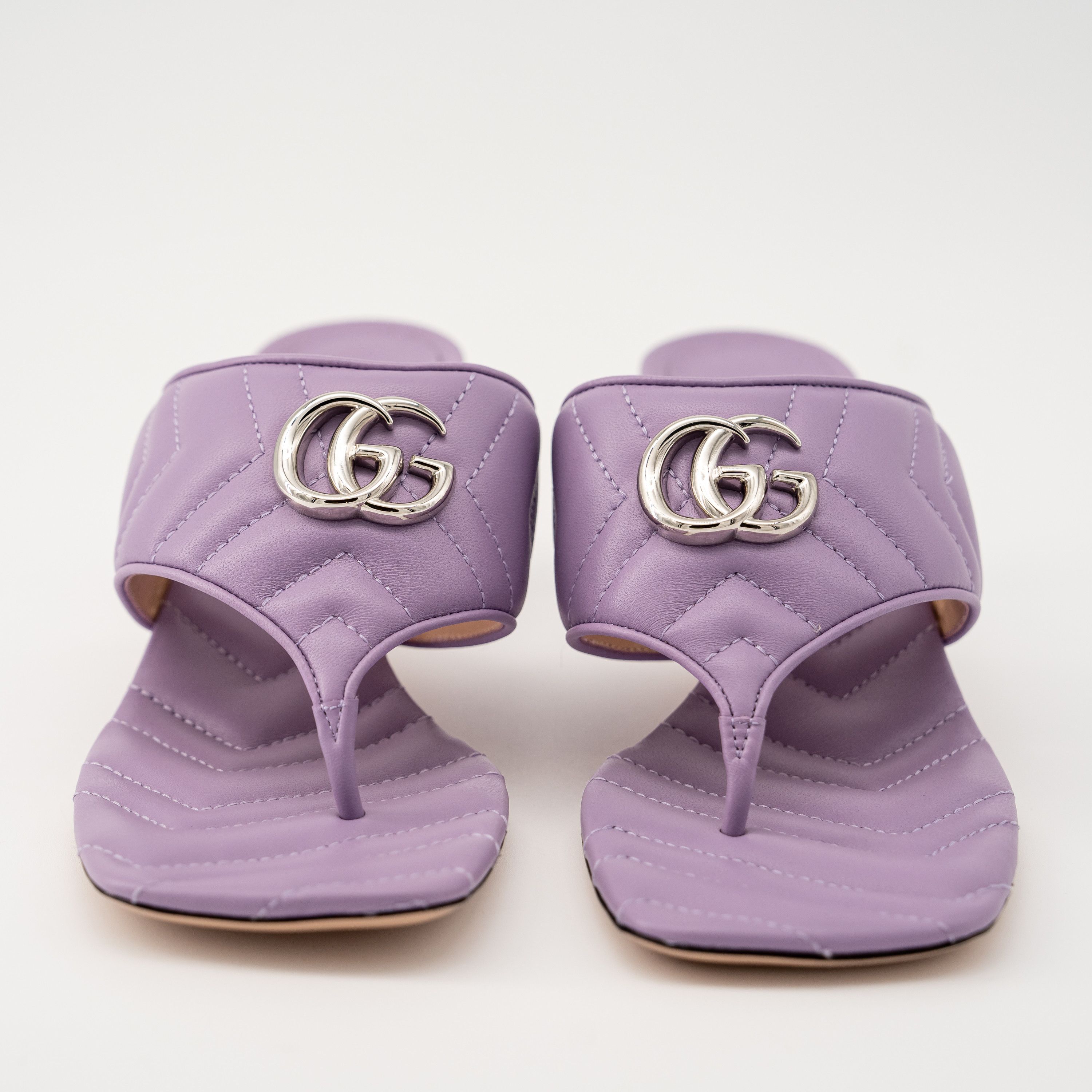 Gucci 40G 10 US Gucci Marmont GG Heel Sandals Quilted Purple Size US 10 / IT 40 - 3 Thumbnail