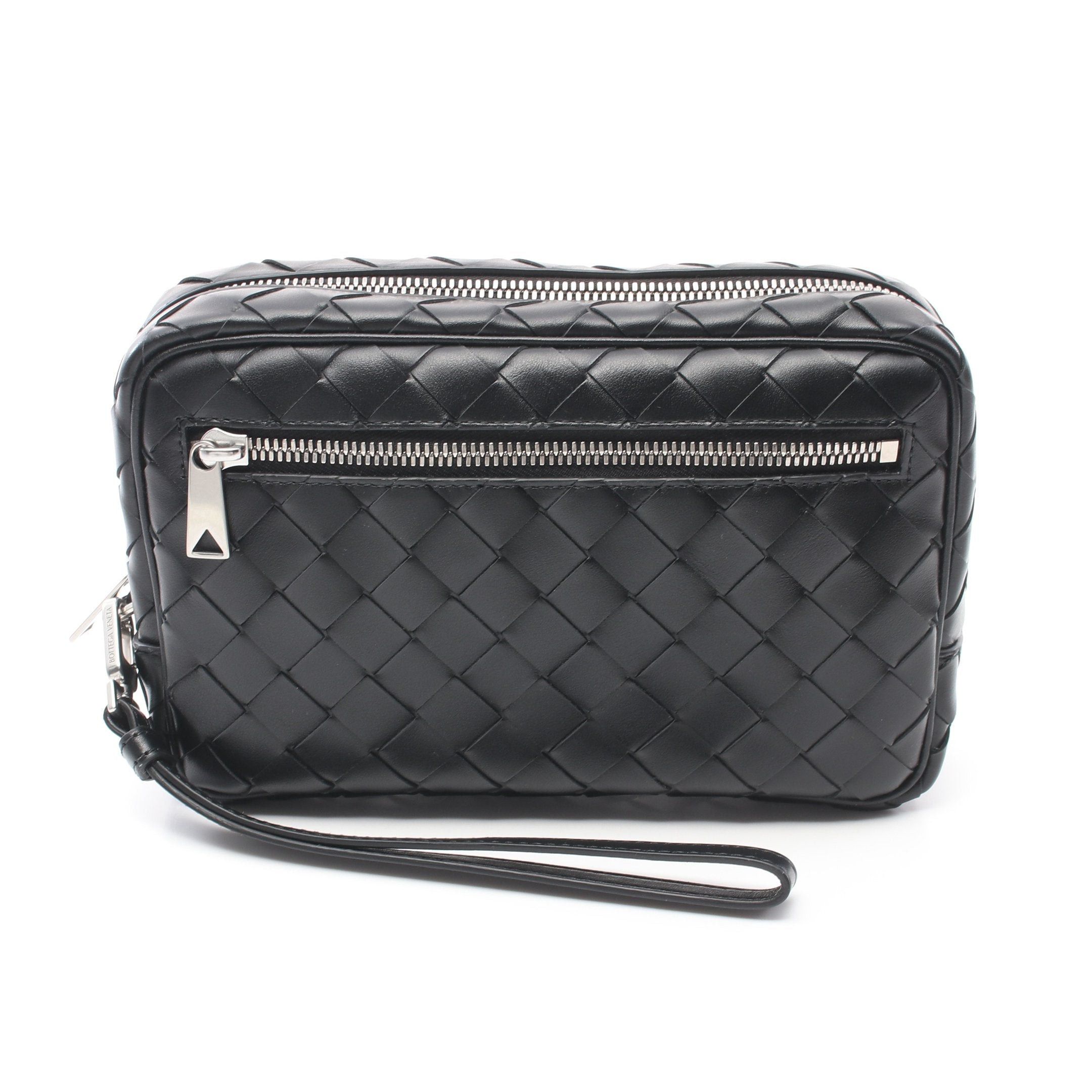 Bottega Veneta Bottega Veneta Intrecciato Small Wristlet Pouch Clutch Bag Leather Black Size ONE SIZE - 1 Thumbnail