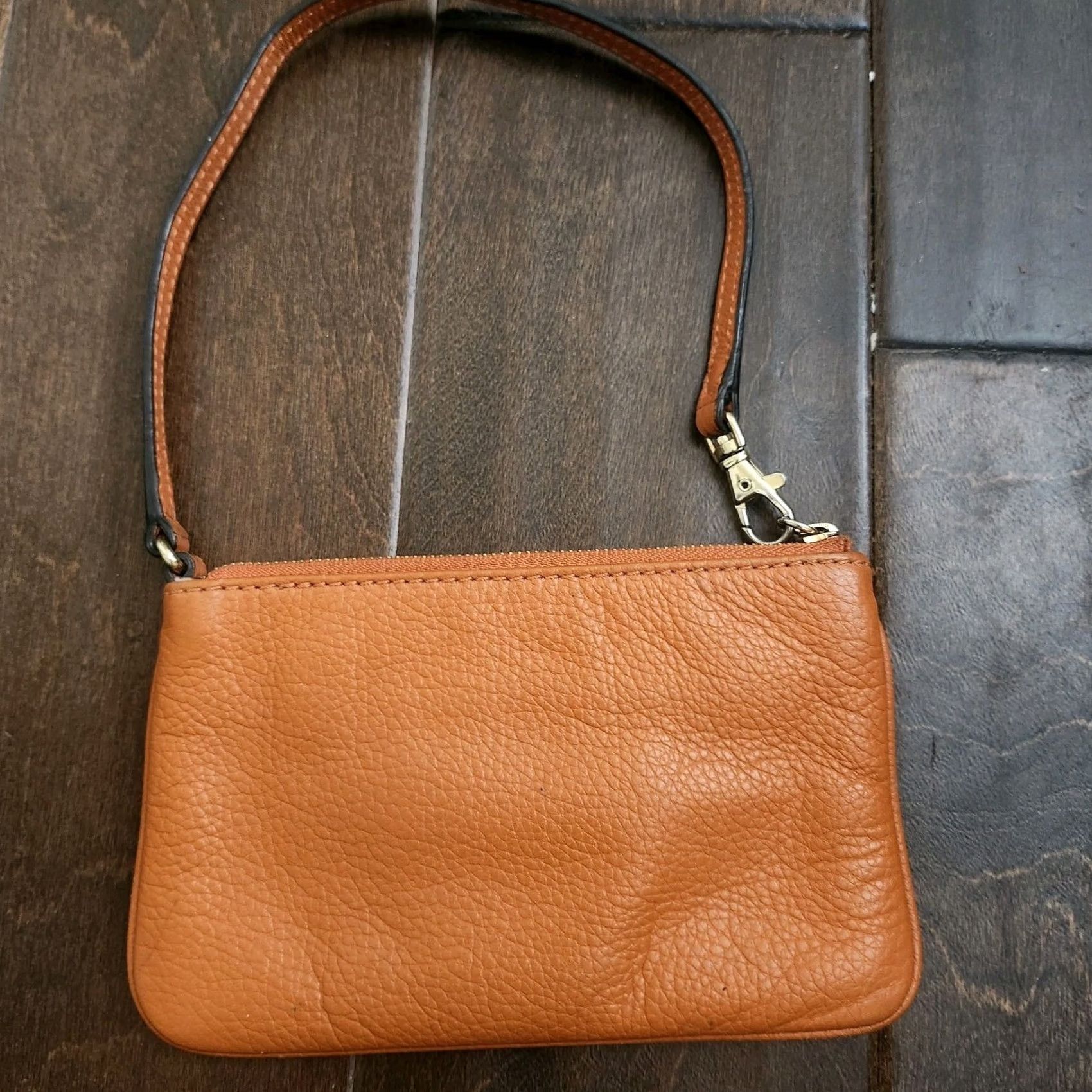 Michael Kors MICHAEL KORS SOFT PEBBLED GENUINE LEATHER MK LOGO WRISTLET in Tangerine Red Coral Red One Size Wristlet Womens Credit Card Zipper Strap Size ONE SIZE - 5 Thumbnail