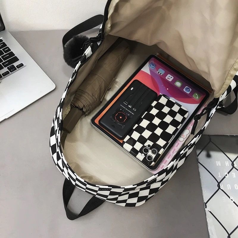 Vintage Plaid Backpack Waterproof Leisure Shoulder Bag Size ONE SIZE - 6 Thumbnail