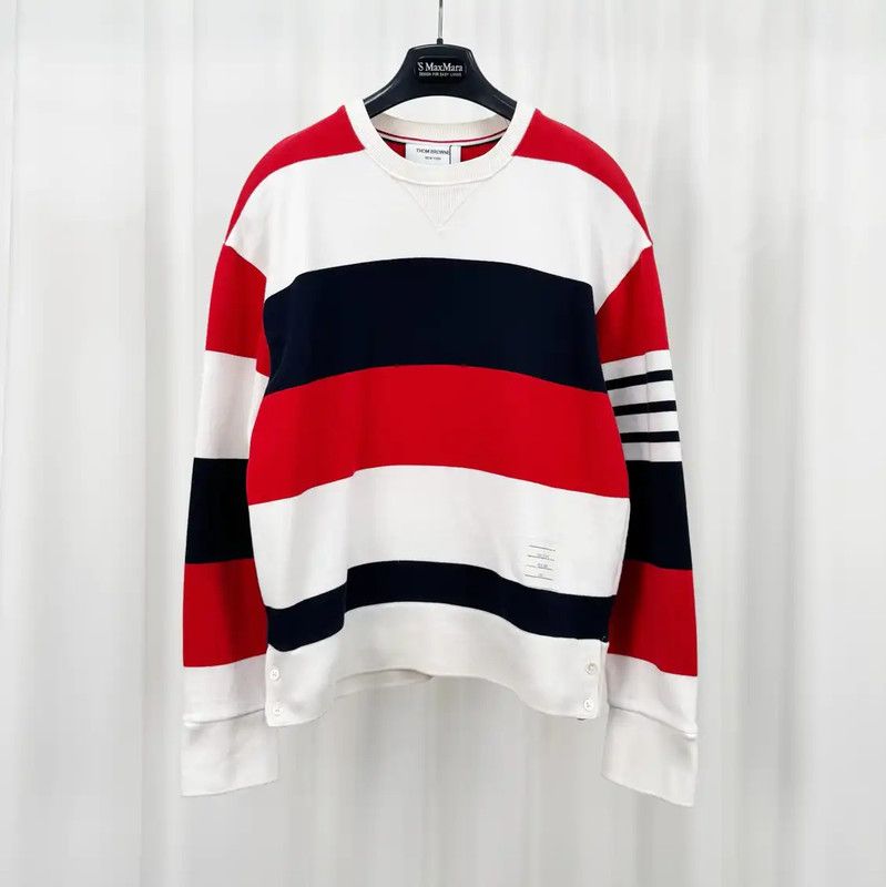 Thom Browne Thom Browne Striped Cotton Long Sleeve Sweatshirt 0089 Size US S / EU 44-46 / 1 - 1 Thumbnail