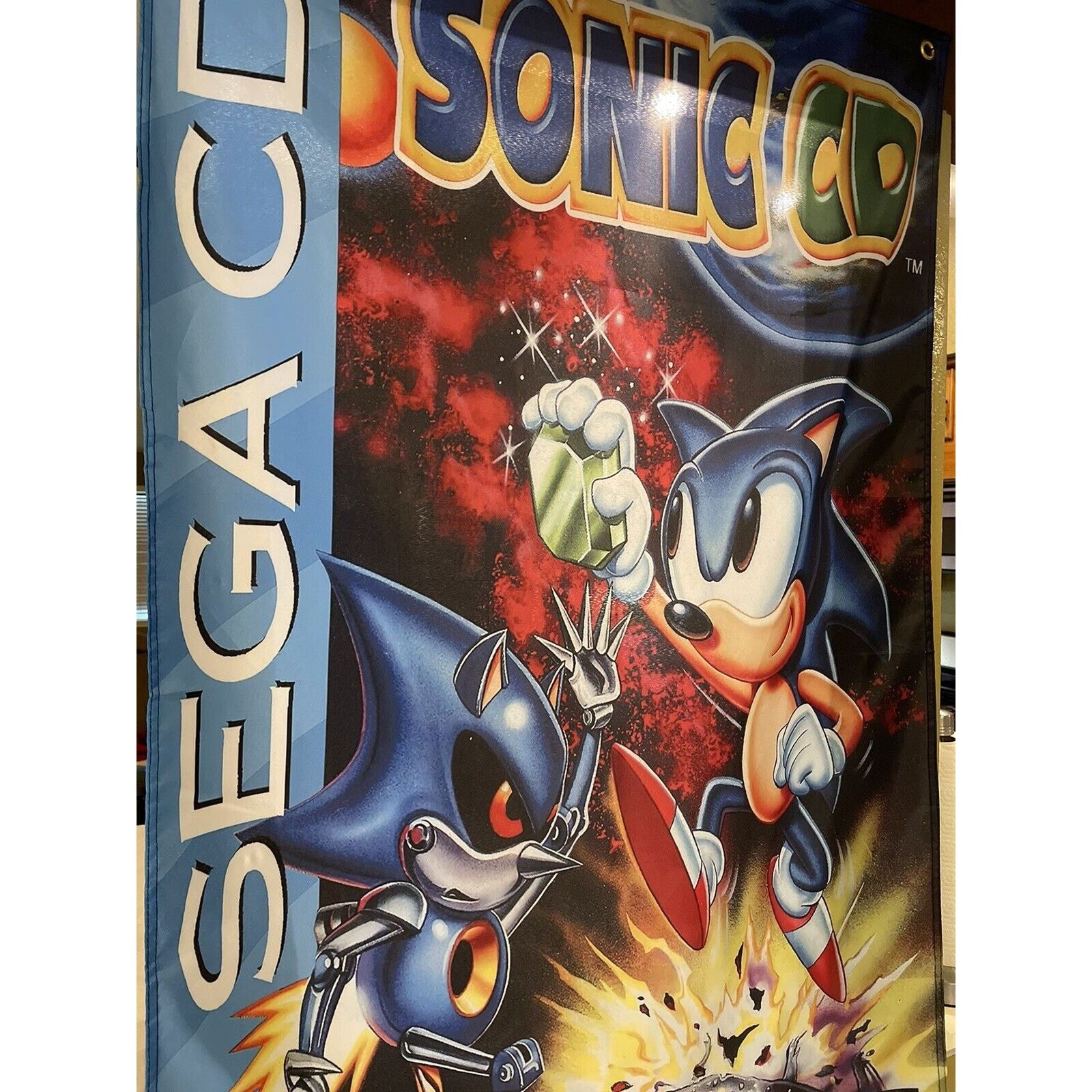 Other Sonic CD 5ft Flag Sega CD 1993 Poster The Hedgehog Knuckles Size ONE SIZE - 3 Thumbnail