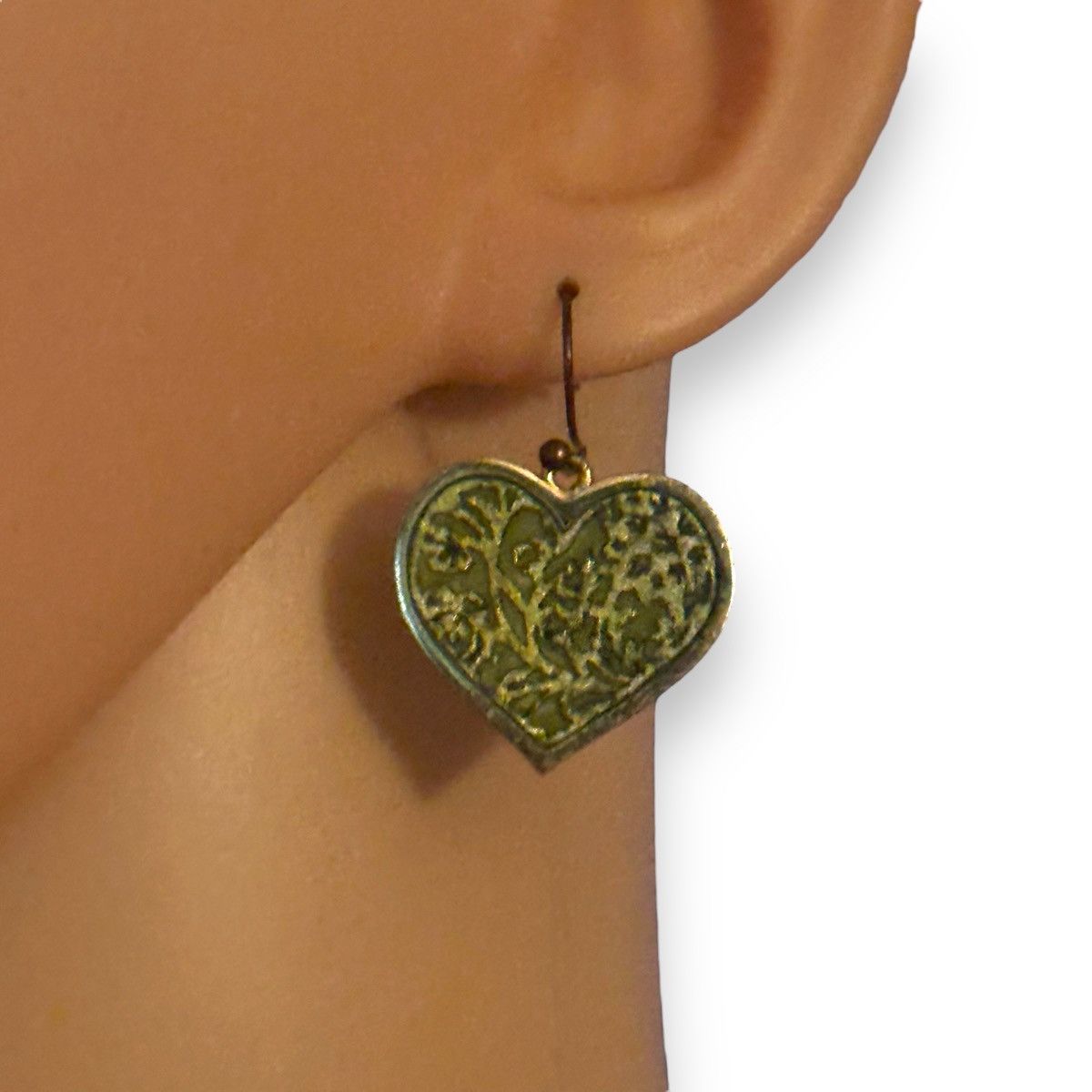 Other Gold and green dangle heart earrings Size ONE SIZE - 2 Thumbnail