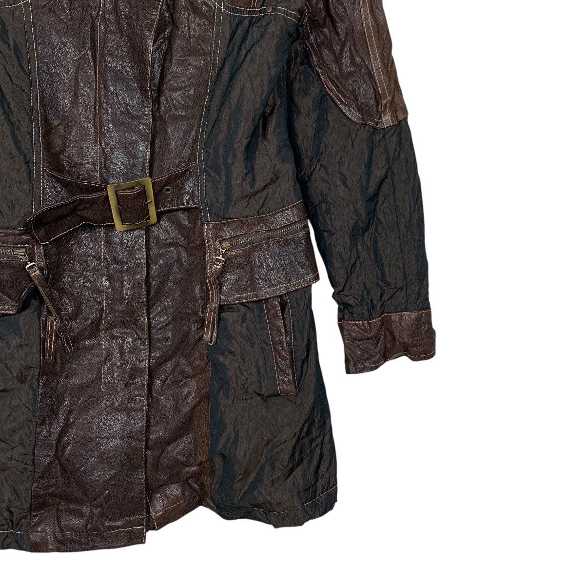 Leather PUNTO Hybrid Leather Trench Coat Jacket #2180-C96 Size M / US 6-8 / IT 42-44 - 6 Thumbnail