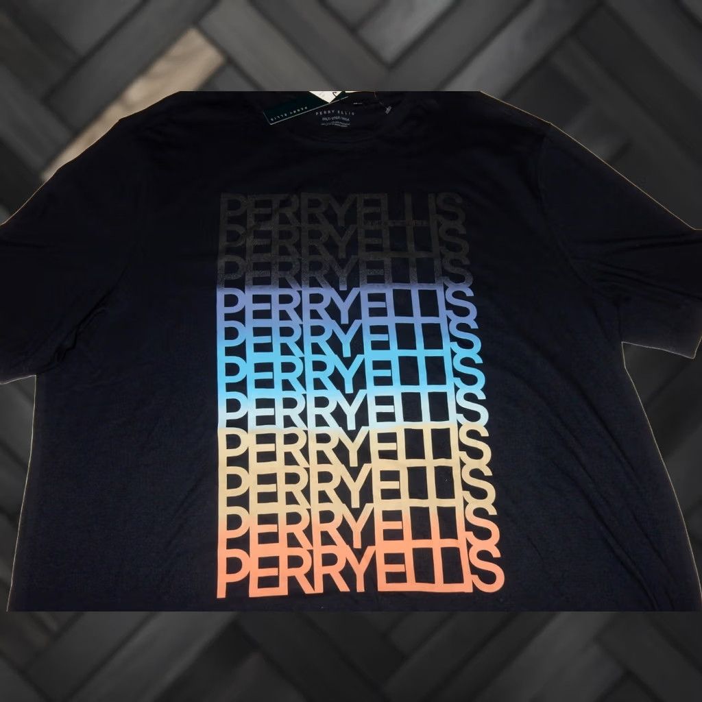 Perry Ellis Perry Ellis T-Shirt Men 2XLT Short Sleeve Graphic Print Black Cotton Blend NWT NWT Size US XXL / EU 58 / 5 - 1 Thumbnail