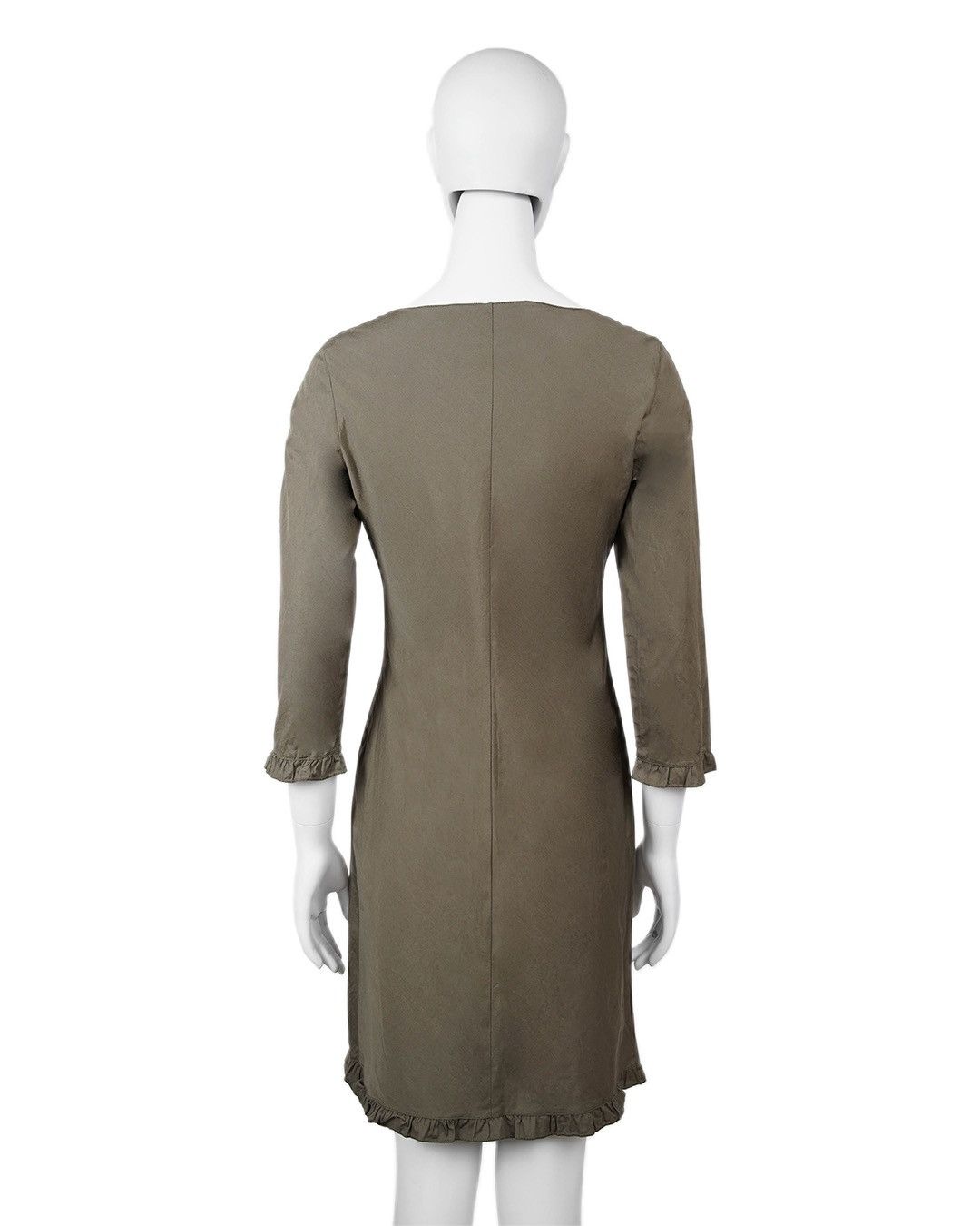 Miu Miu Miu Miu S/S1999 Ruffle Edge Dress in Olive Green Size S / US 4 / IT 40 - 5 Thumbnail