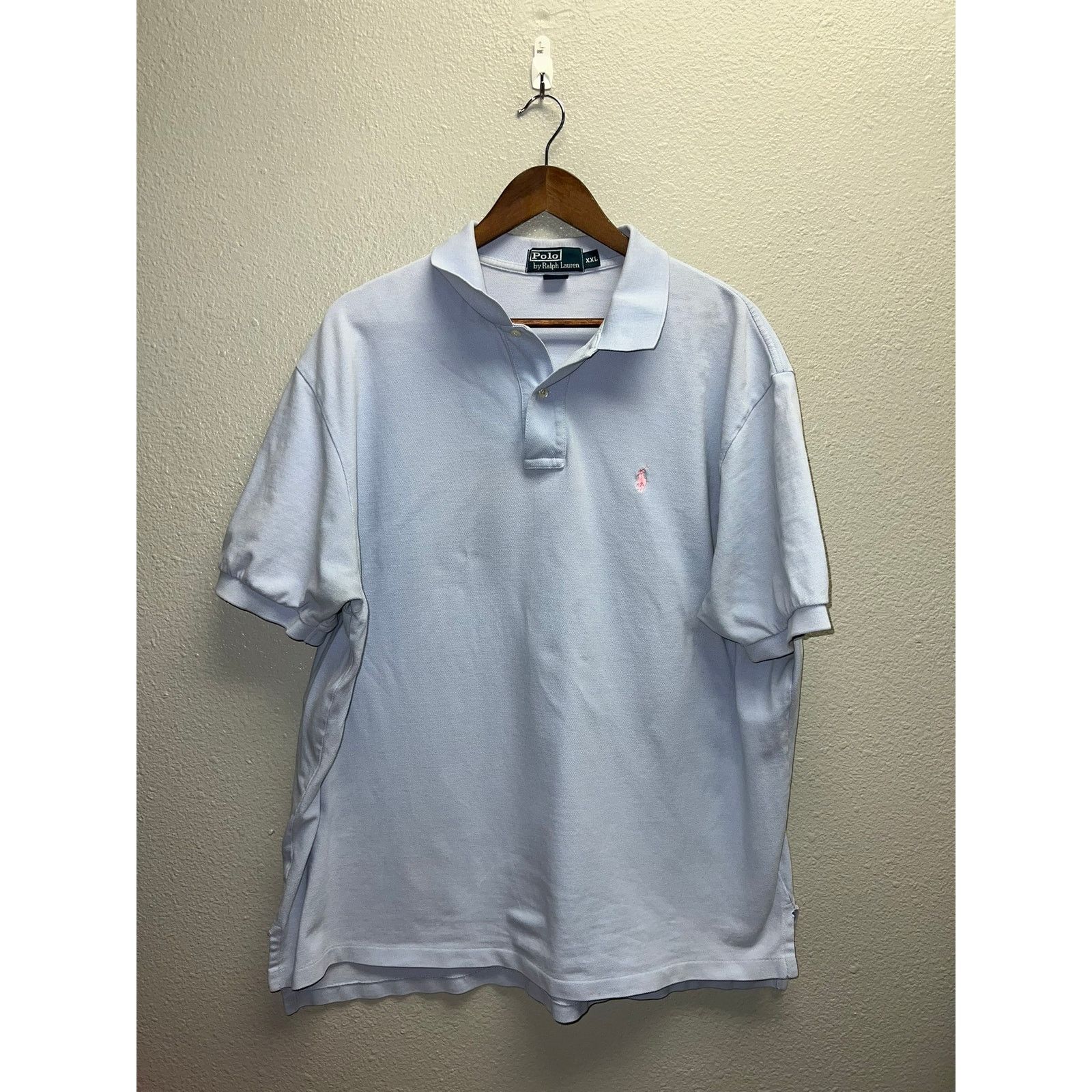 Vintage Polo Ralph Lauren Blue Polo Shirt Pink Pastel Office Top 2XL Size US XXL / EU 58 / 5 - 1 Thumbnail