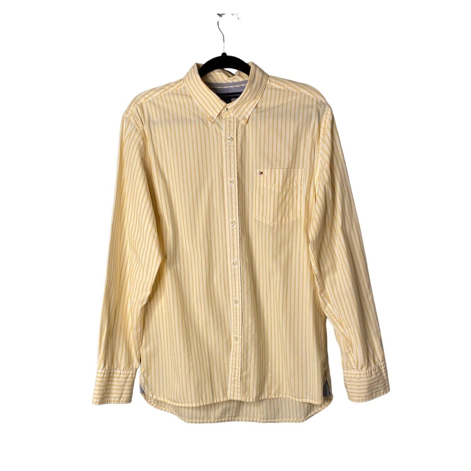 Tommy Hilfiger TOMMY HILFIGER MEN'S YELLOW PINSTRIPE BUTTON DOWN CUSTOM FIT Size US L / EU 52-54 / 3 - 1 Thumbnail
