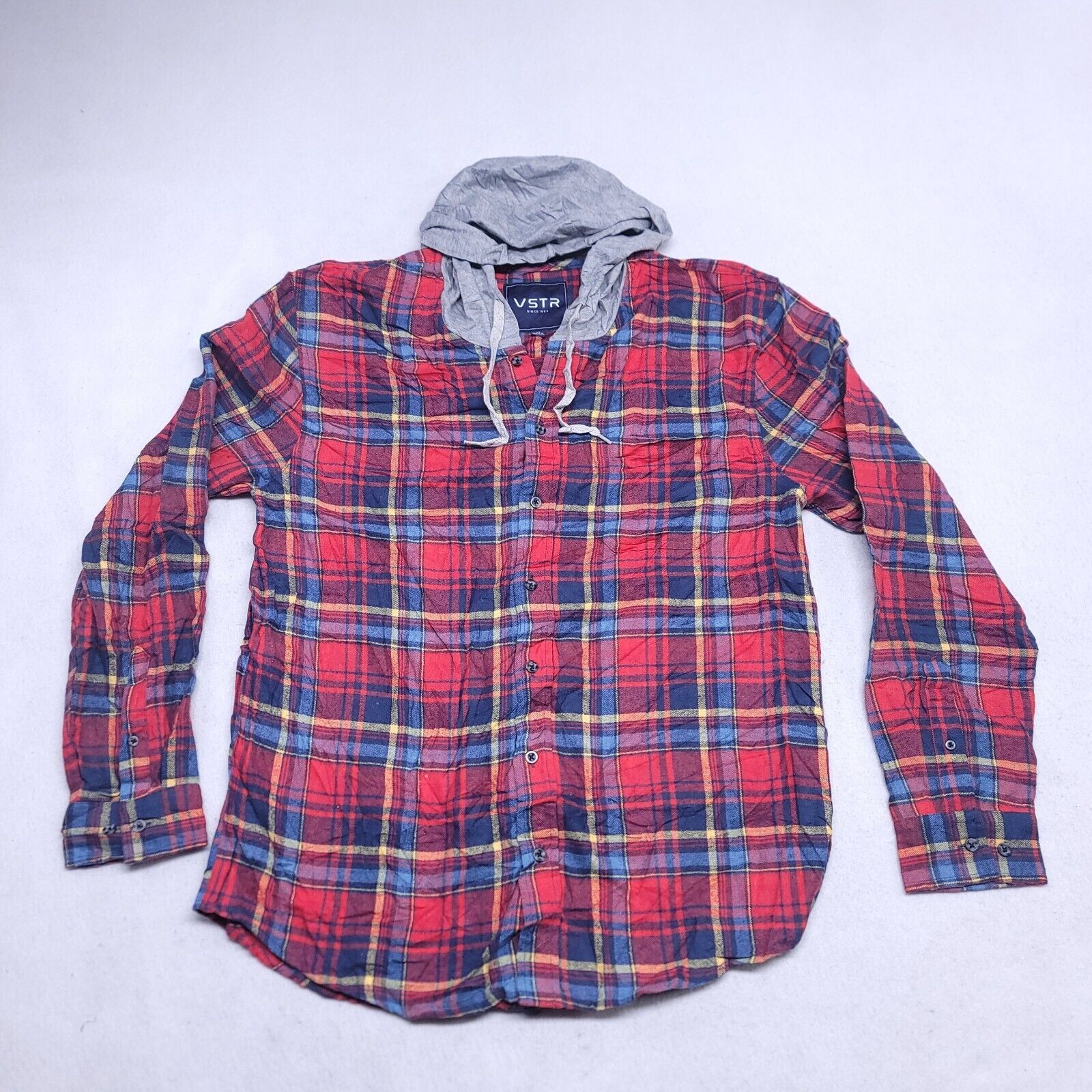 VSTR VSTR Casual Button Up Hoodie Mens Size XL Blue Red Plaid Size US XL / EU 56 / 4 - 2 Thumbnail