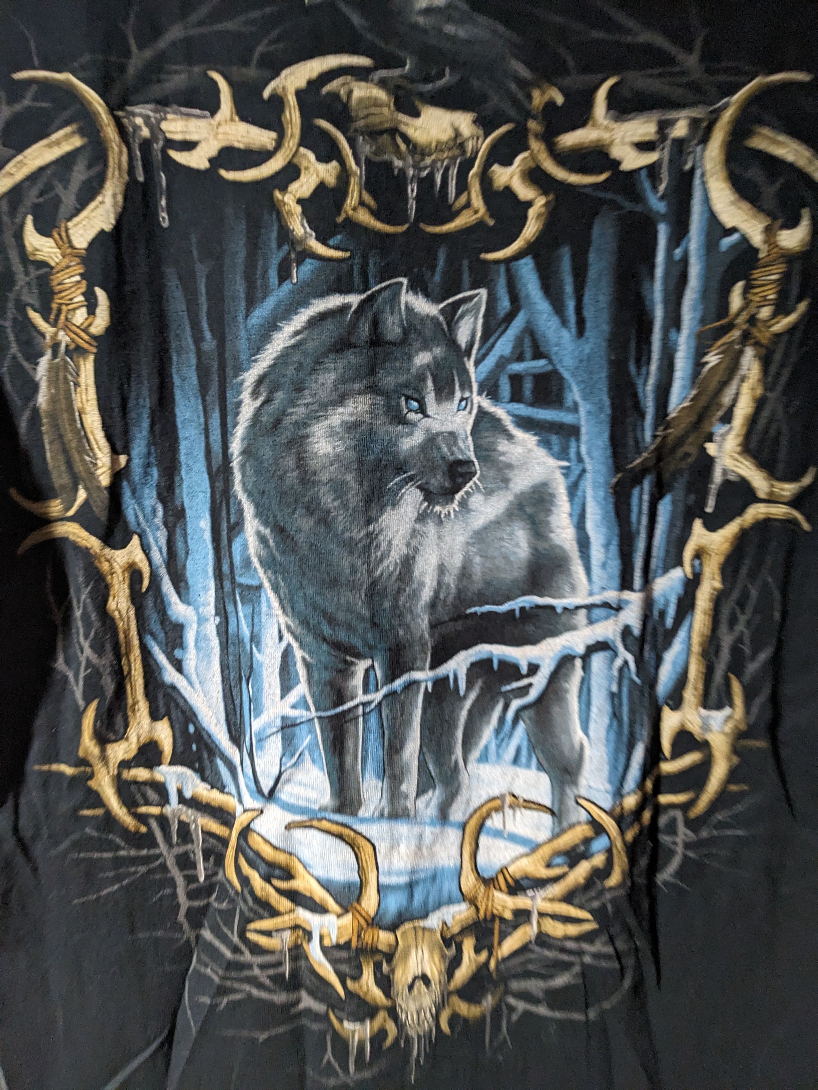 Liquid Blue Wolf Animal Nature Howling Liquid Blue Black Medium T-Shirt Size US M / EU 48-50 / 2 - 5 Thumbnail