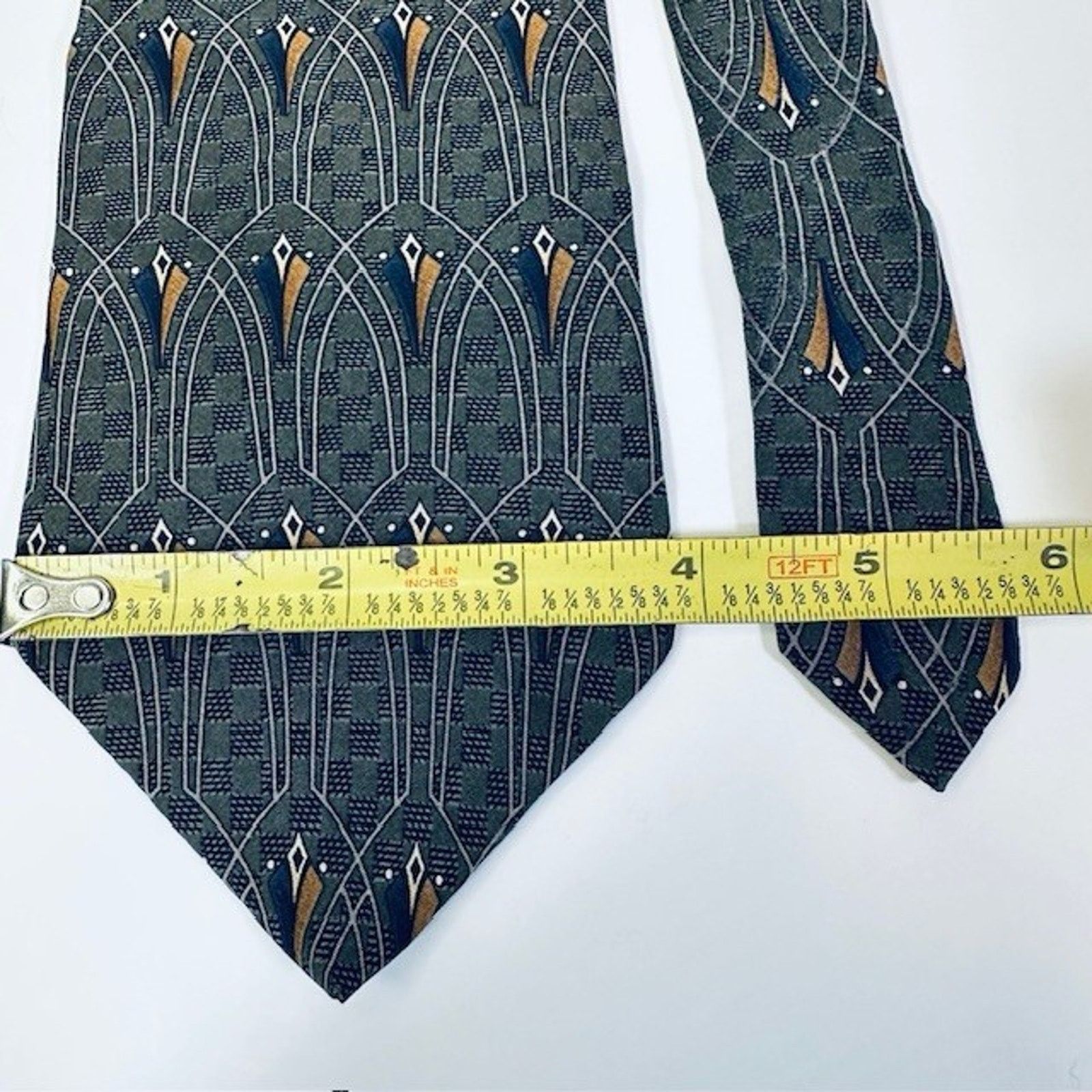 Etienne Aigner Heritage by Etjenne Aigner Tie Silk Costa Rica Green Geo Size ONE SIZE - 6 Thumbnail