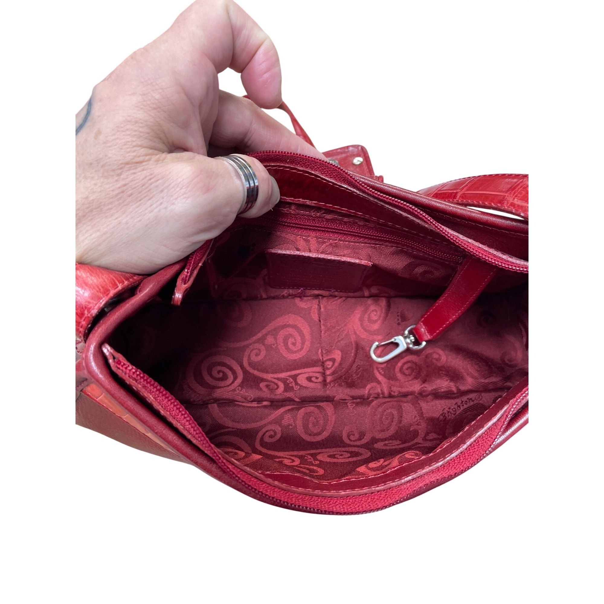 Brighton Brighton womans red leather pebbled shoulder handbag style A Size ONE SIZE - 17 Thumbnail