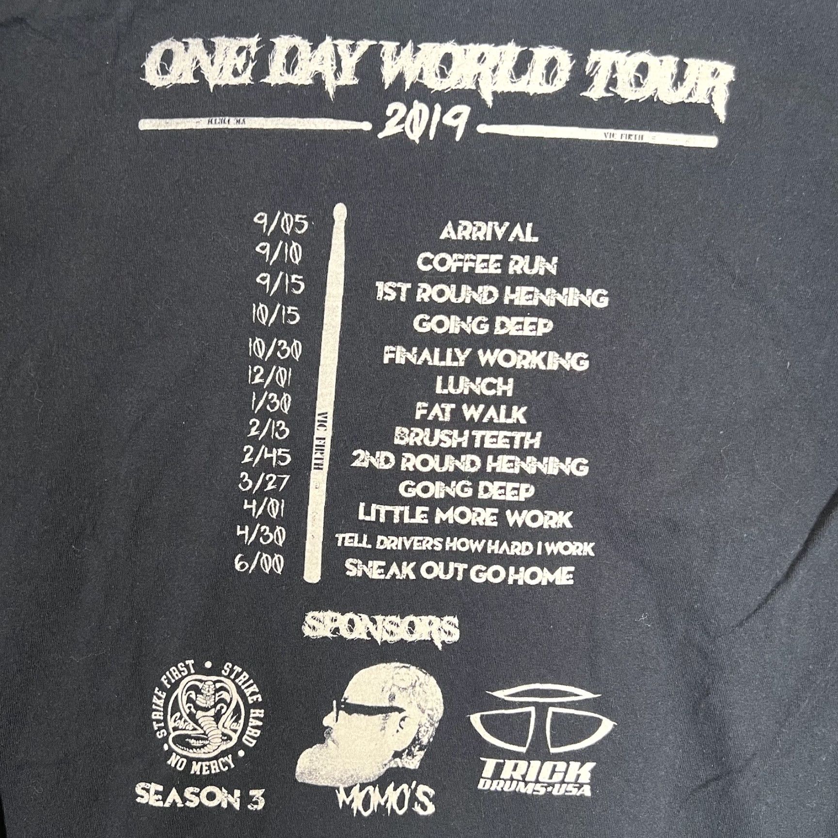 Gildan A1 Metal God One Day World Tour 2019 T Shirt Adult XL Black Mens Size US XL / EU 56 / 4 - 7 Thumbnail