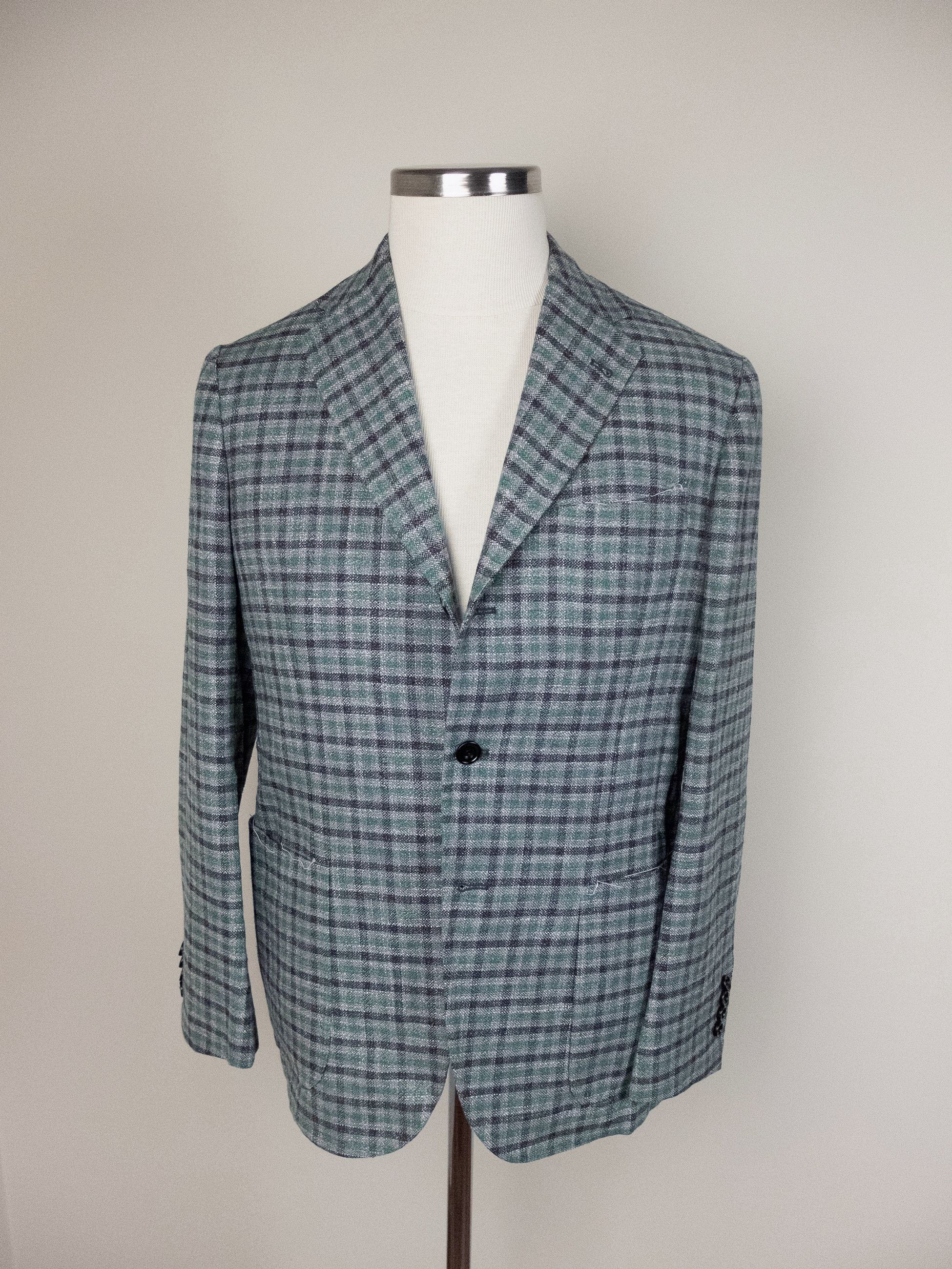 SARTORIO SARTORIO Napoli Kiton green gray plaid wool silk sportcoat Size 40R - 1 Thumbnail