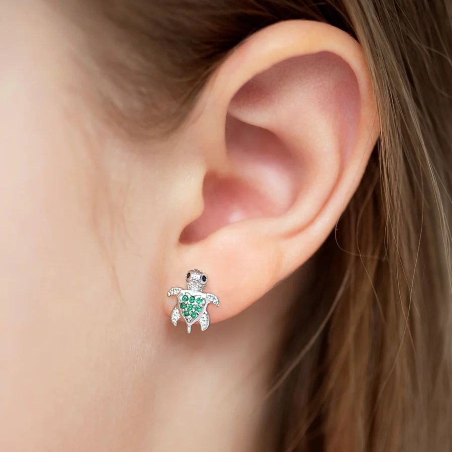 Other Adorable Turtle Green Girls Earrings - Sterling Silver Size ONE SIZE - 2 Thumbnail