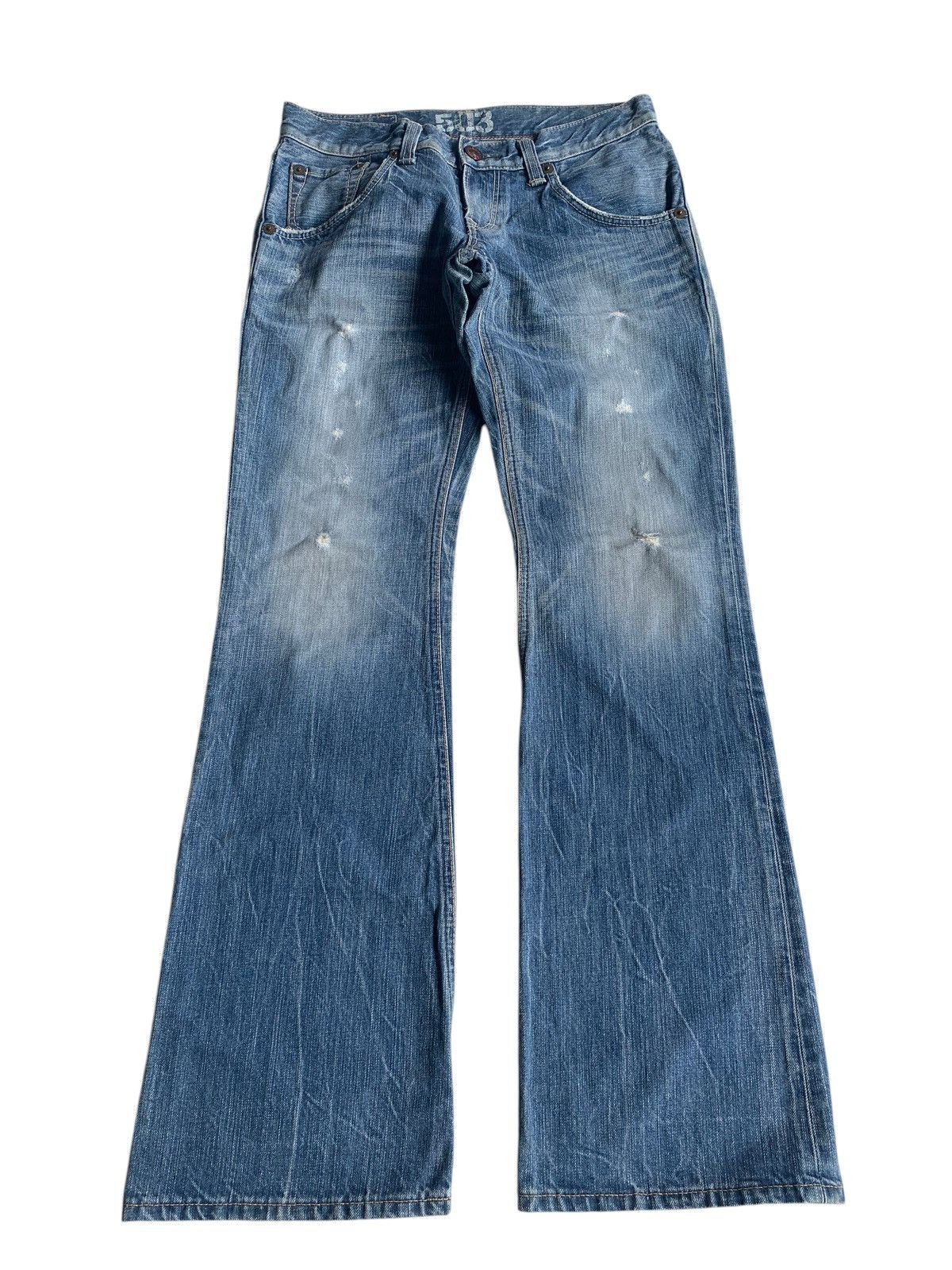 Edwin × Kapital × Vintage FLARE EDWIN 503 FADED PUNK STYLE DISTRESSED DENIM☠️🎌 Size US 30 / EU 46 - 2 Thumbnail