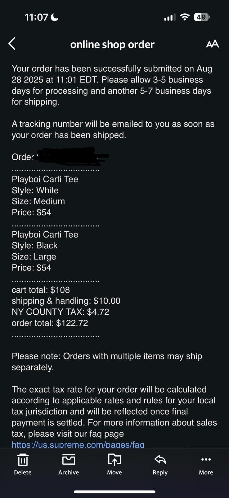 Supreme Supreme x Playboi Carti Tee Size US L / EU 52-54 / 3 - 2 Thumbnail